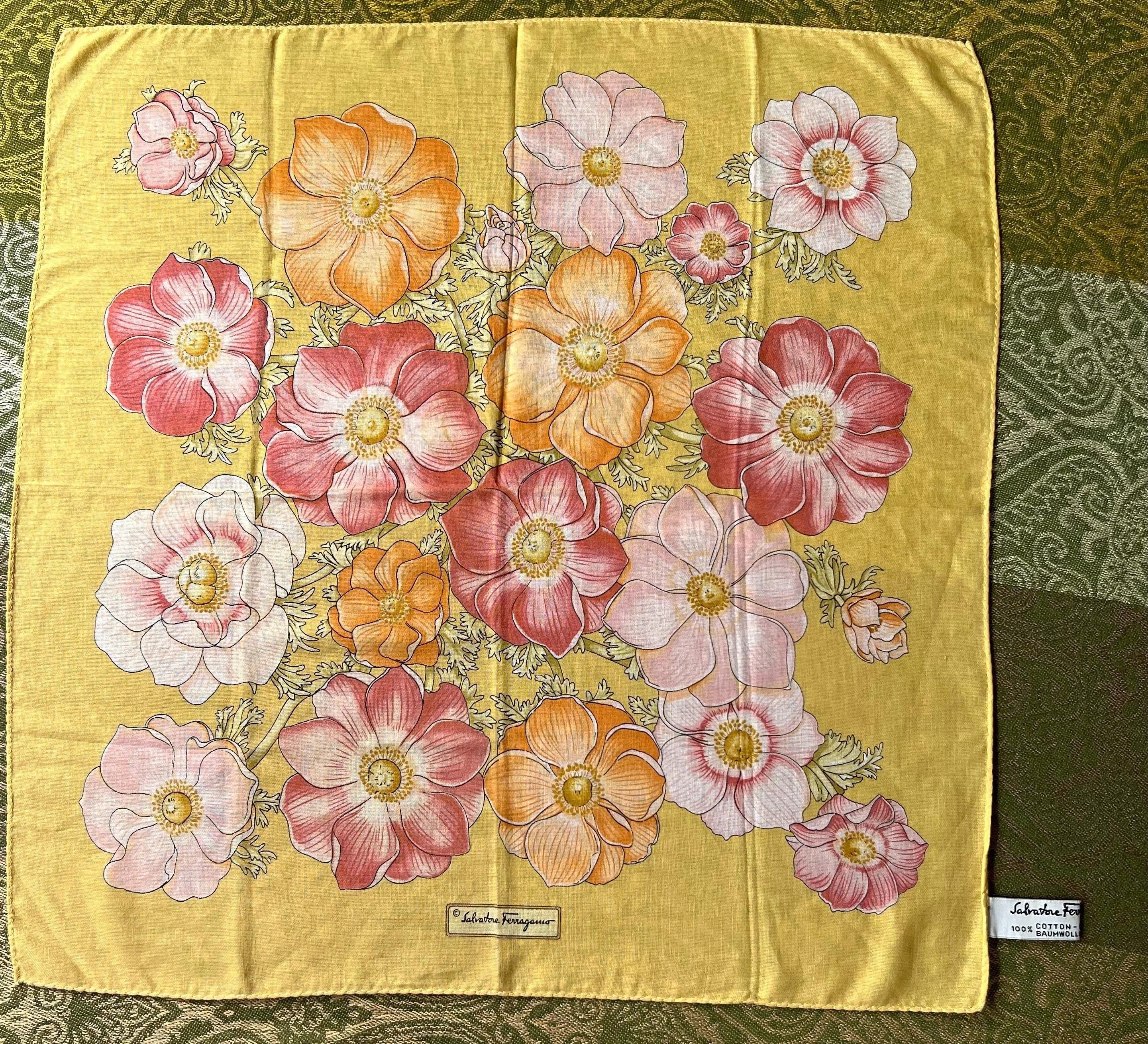 Salvatore Ferragamo Scarf | 42*44cm |100% Cotton Neckerchief