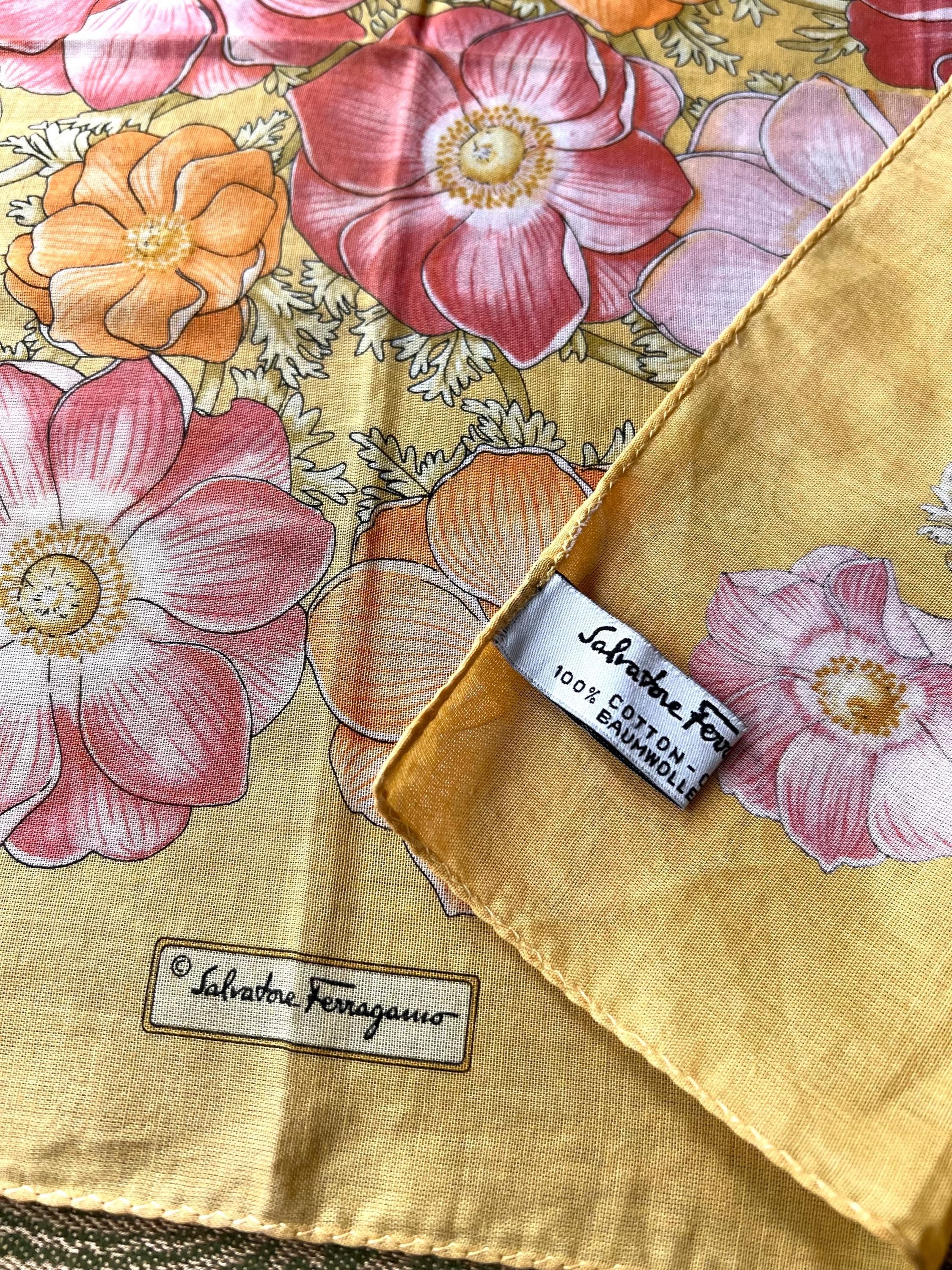 Salvatore Ferragamo Scarf | 42*44cm |100% Cotton Neckerchief