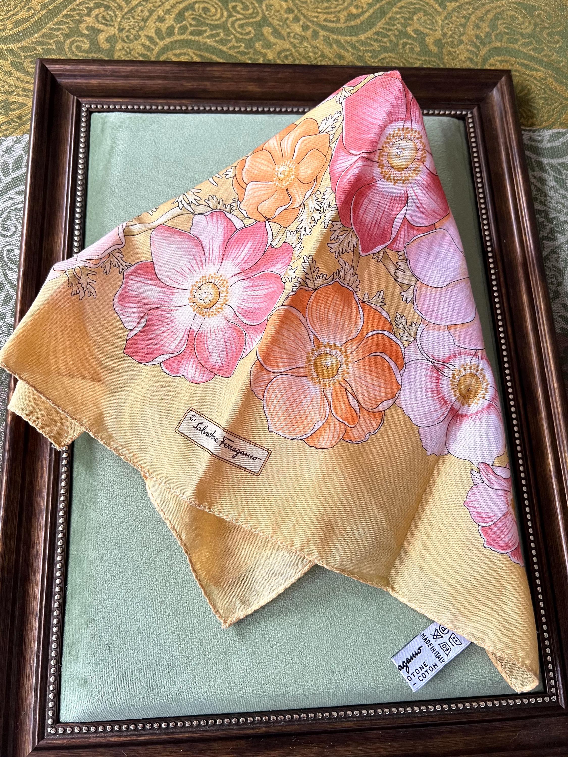 Salvatore Ferragamo Scarf | 42*44cm |100% Cotton Neckerchief