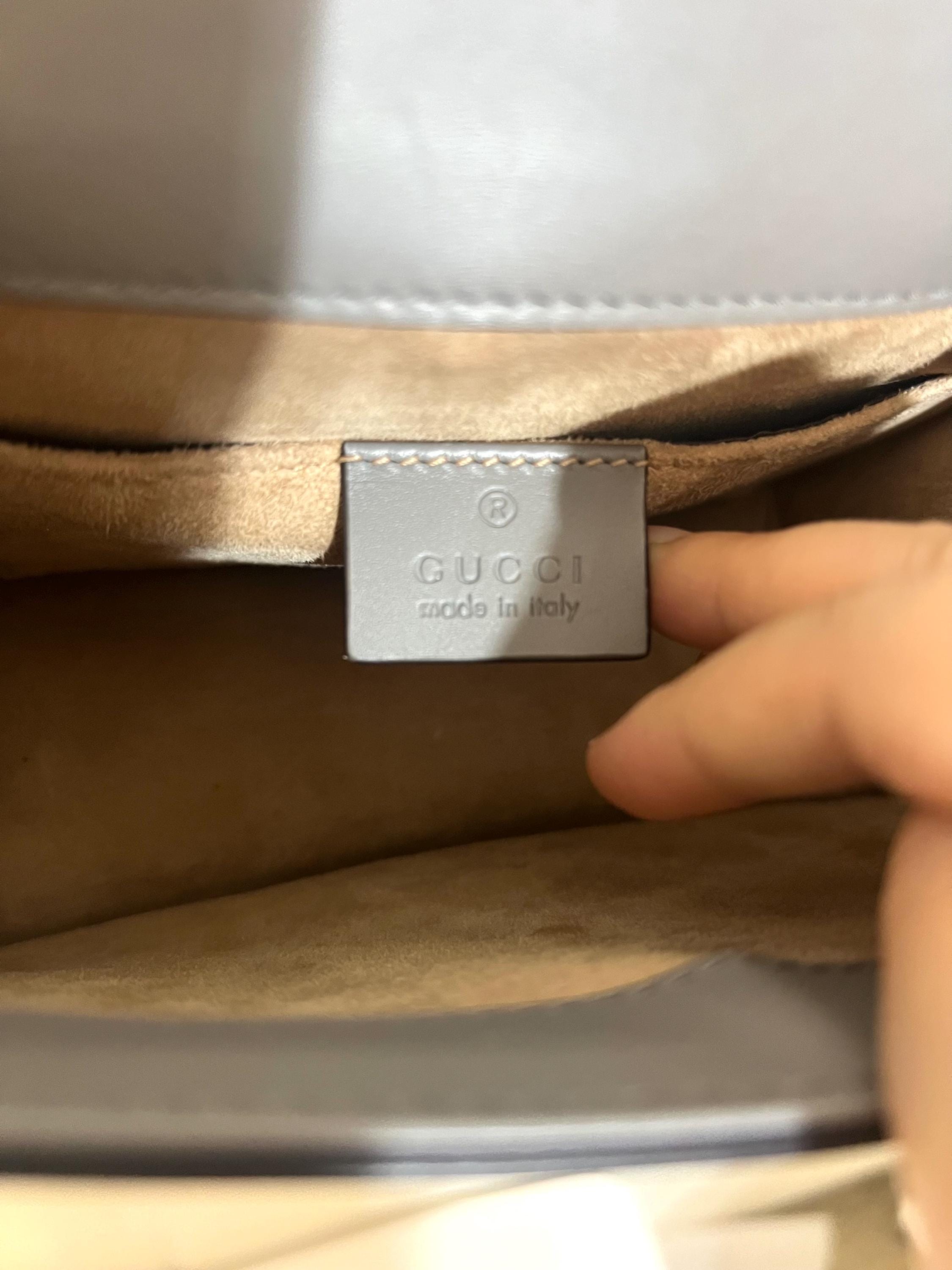 Authentic Gucci Sylvie Mini Bag - Grey Leather Chain Crossbody