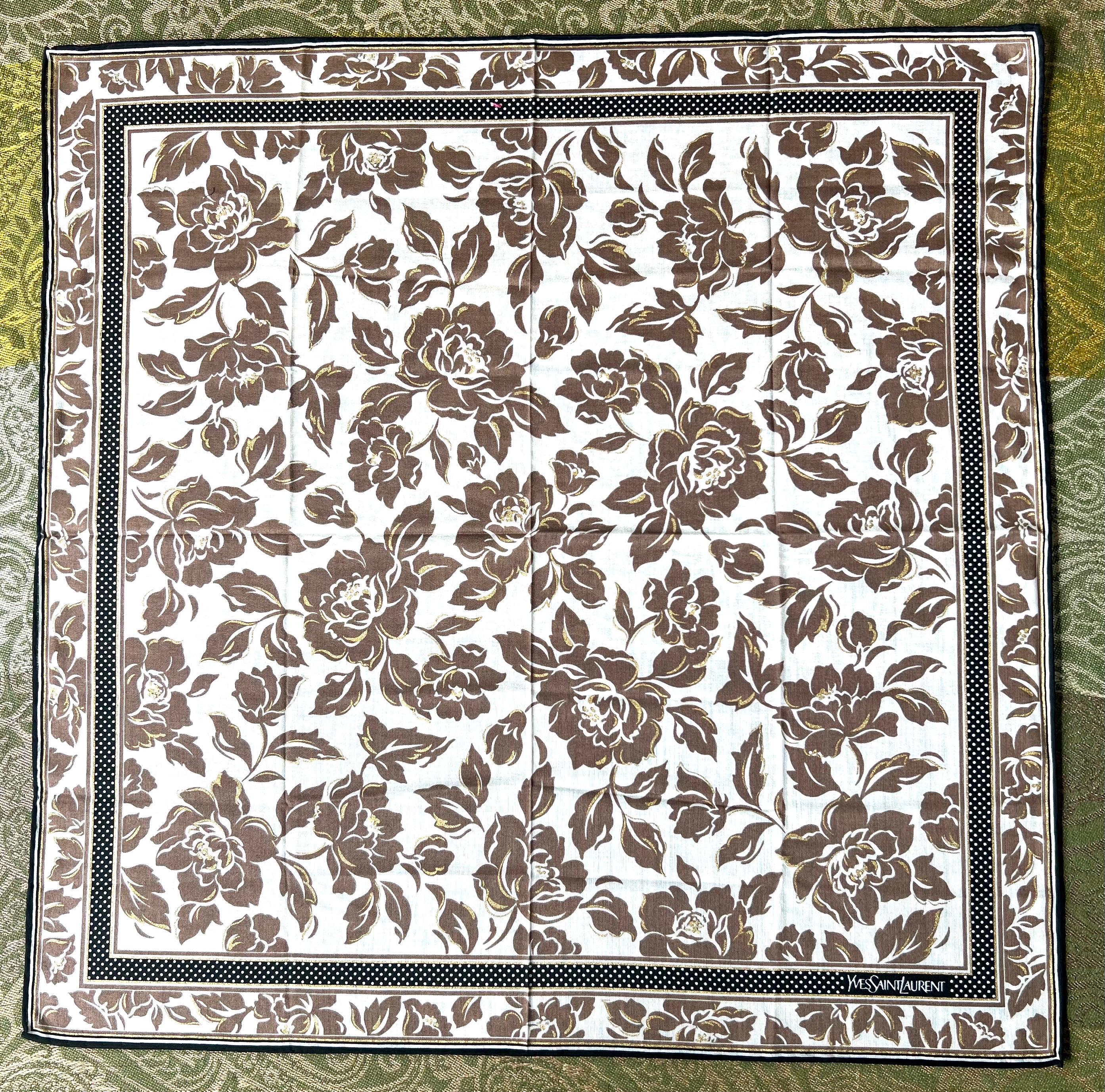 Vintage Yves Saint Laurent Scarf | 48*49cm |100% Cotton Neckerchief