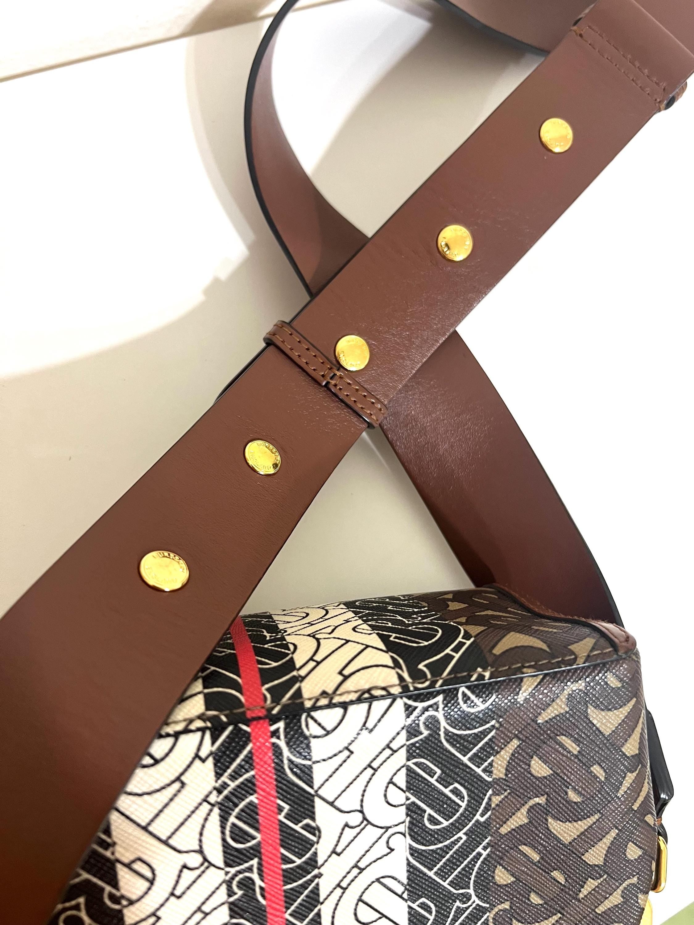 Authentic Burberry TB Monogram Shoulder Bag - Brown Icon Stripe Crossbody