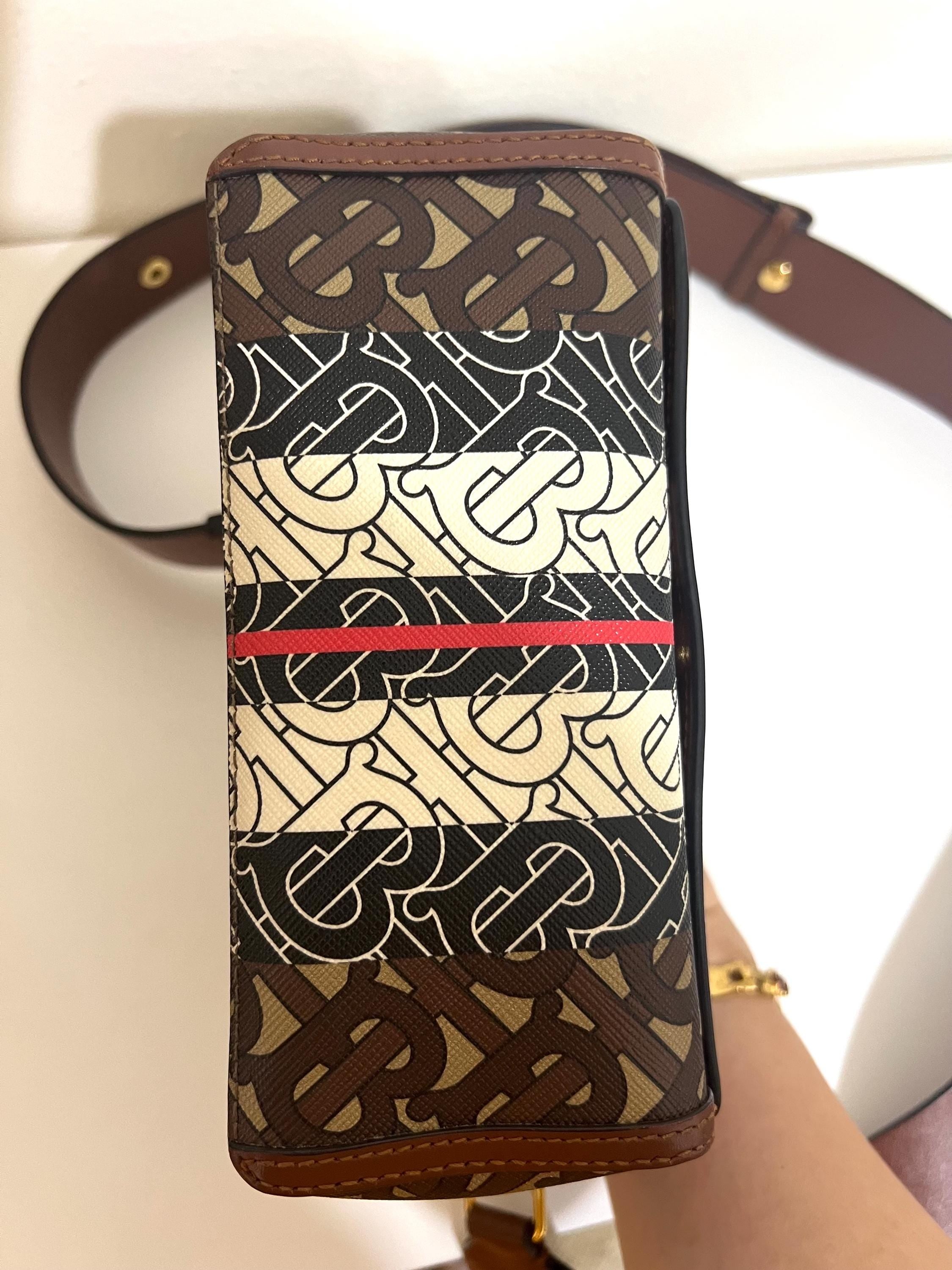 Authentic Burberry TB Monogram Shoulder Bag - Brown Icon Stripe Crossbody