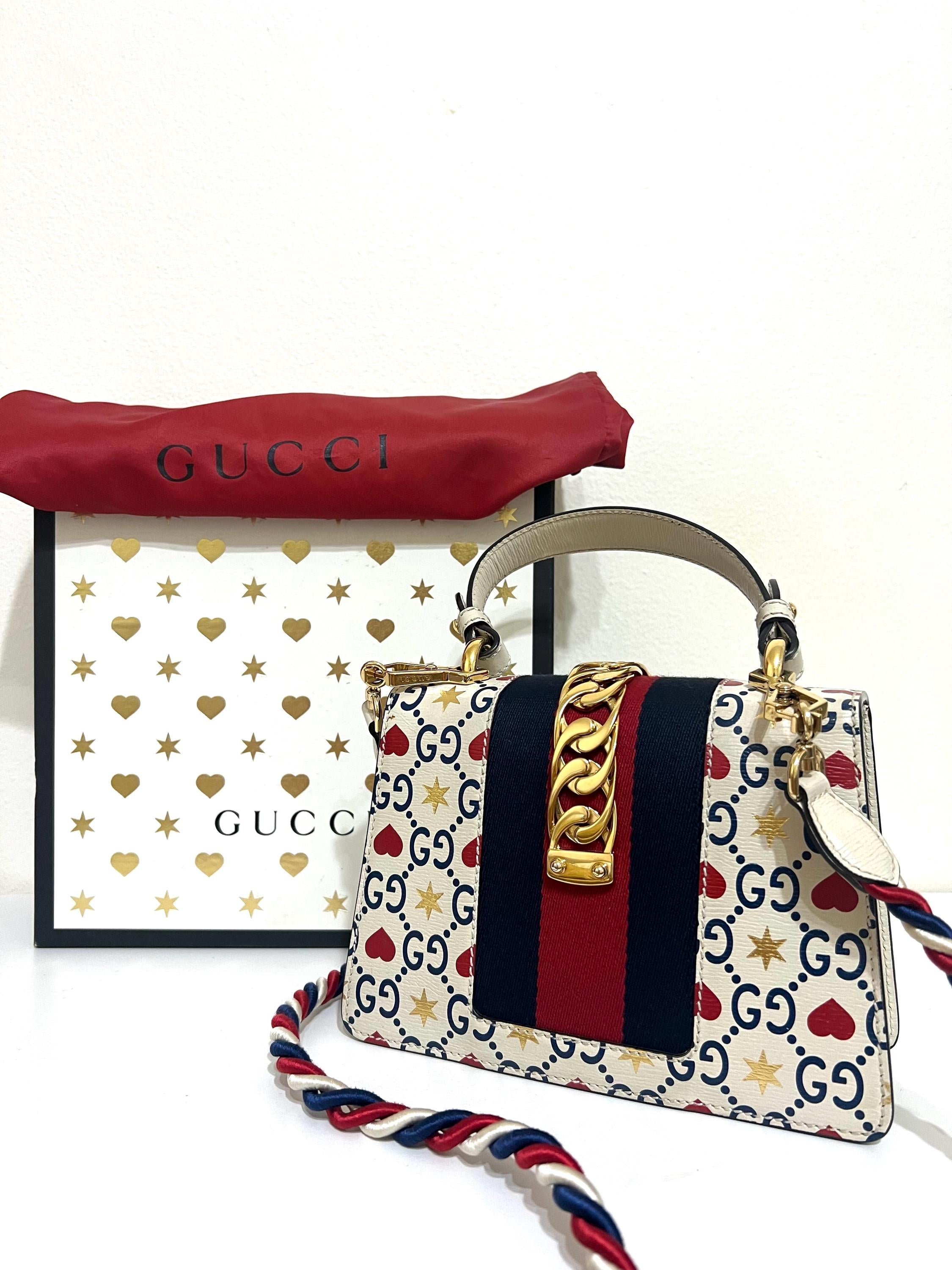 Authentic Gucci Sylvie Small Top Handle Bag - Valentine's Edition - Includes Crossbody Strap
