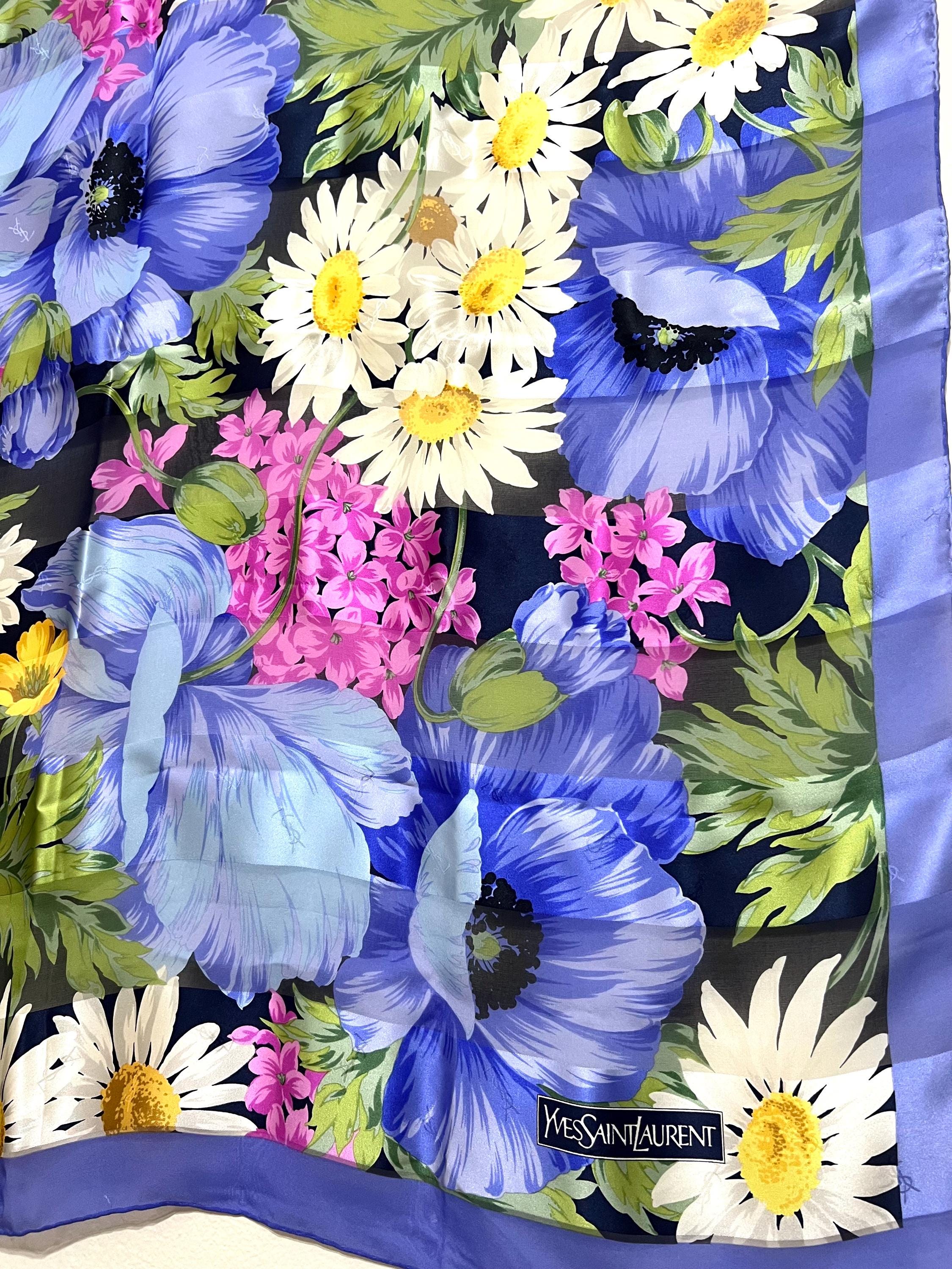 Vintage Yves Saint Laurent Silk Scarf – 87x87cm