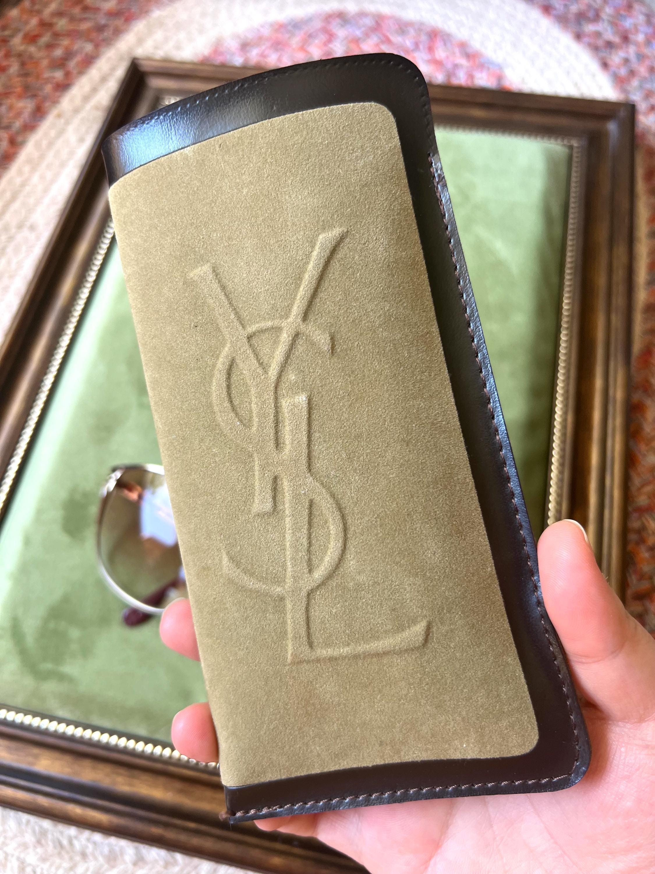 Vintage YSL 31-4607 Sunglasses | 90s Oversized Gold & Burgundy | W/ Original Suede Case