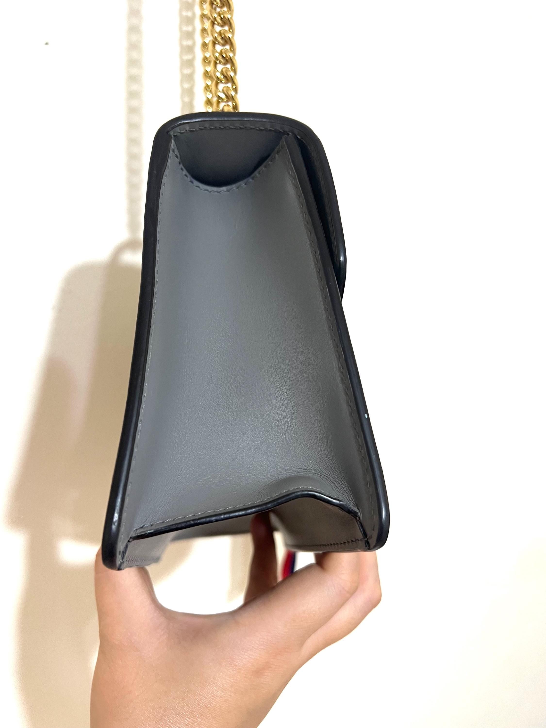 Authentic Gucci Sylvie Mini Bag - Grey Leather Chain Crossbody