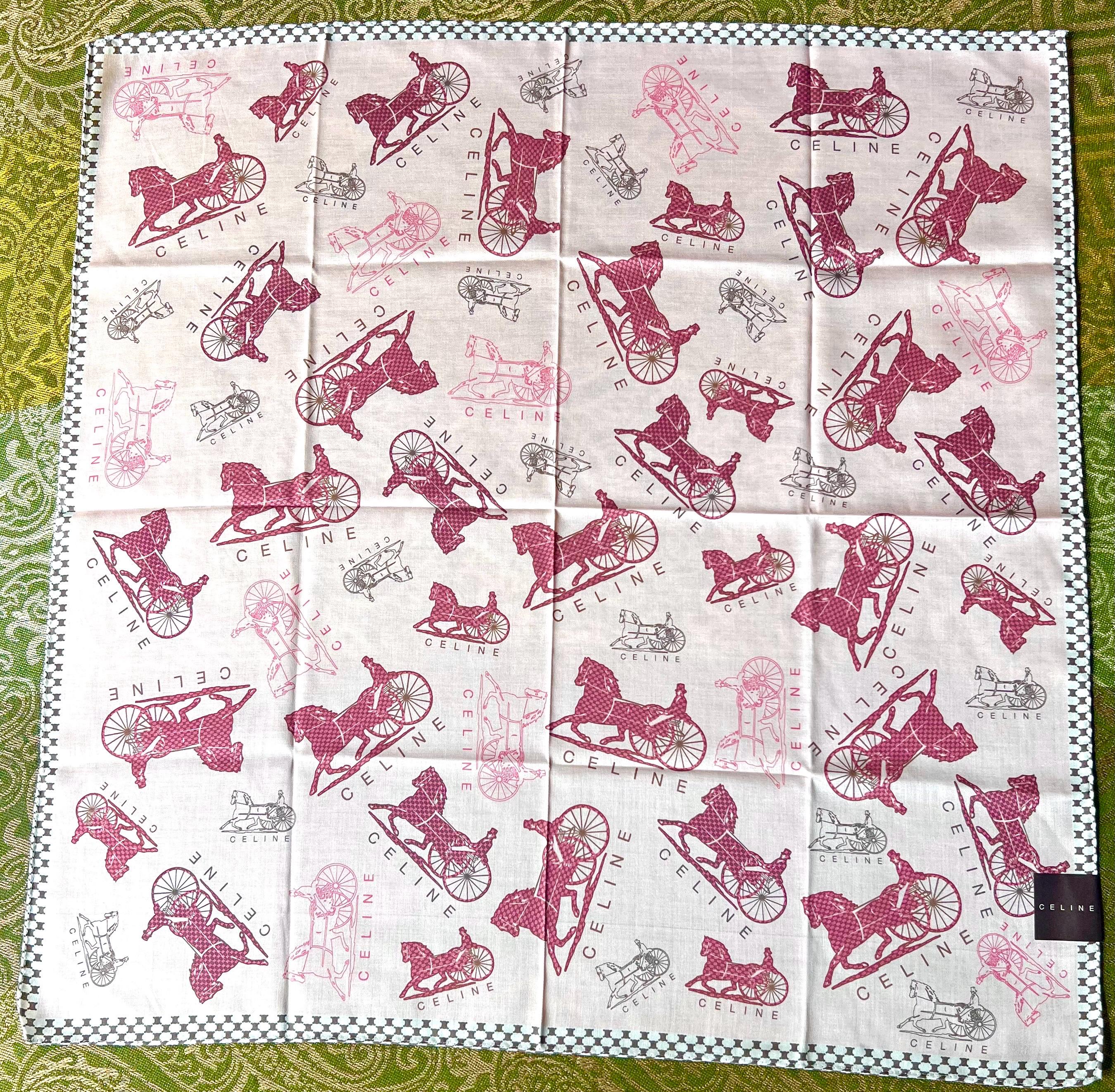 Brand New Vintage Celine Cotton Scarf 51x51cm | 100% Cotton | Handkerchief