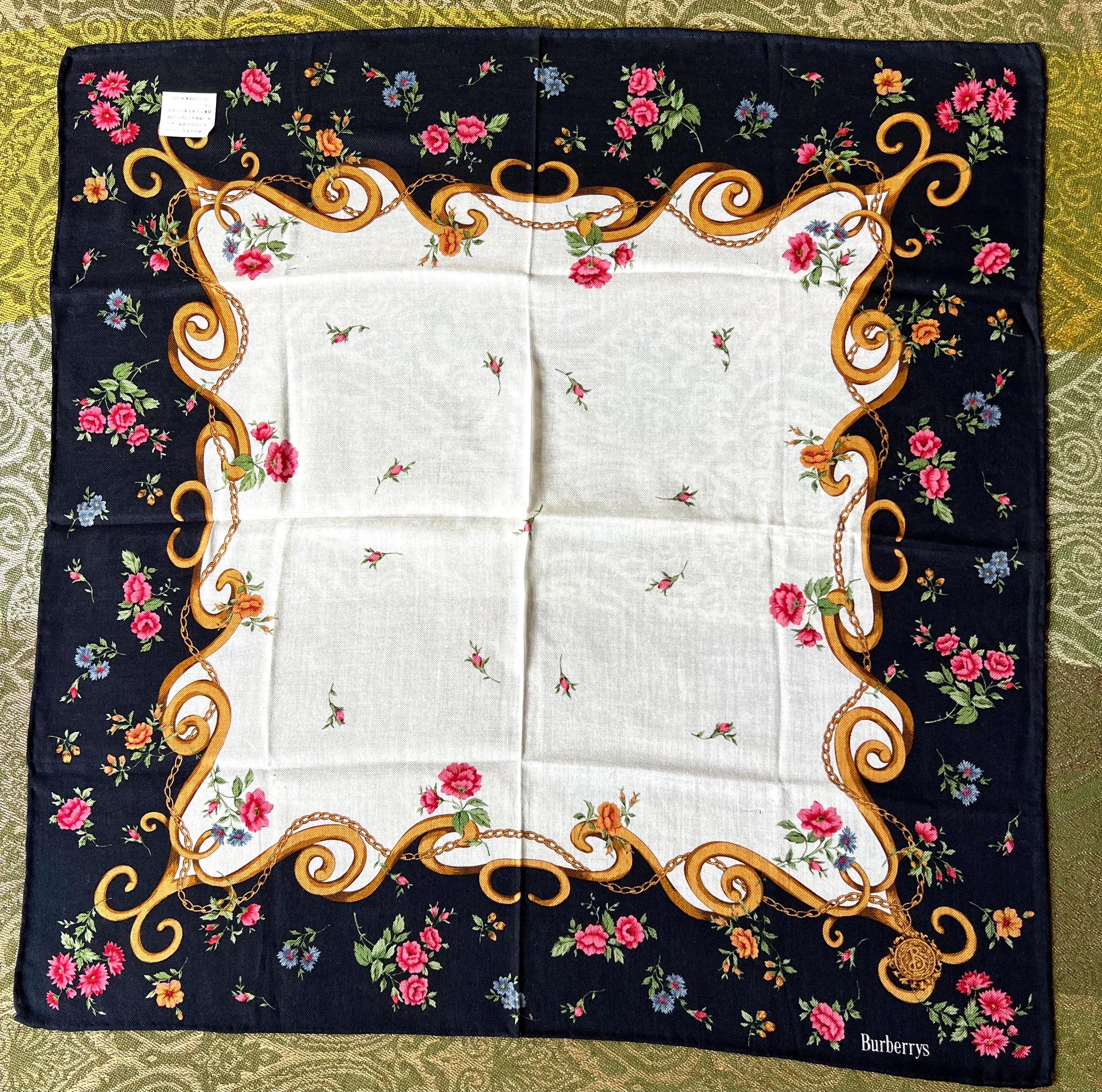 Burberry Vintage Brand New Deadstock Scarf 48*49cm Handkerchief