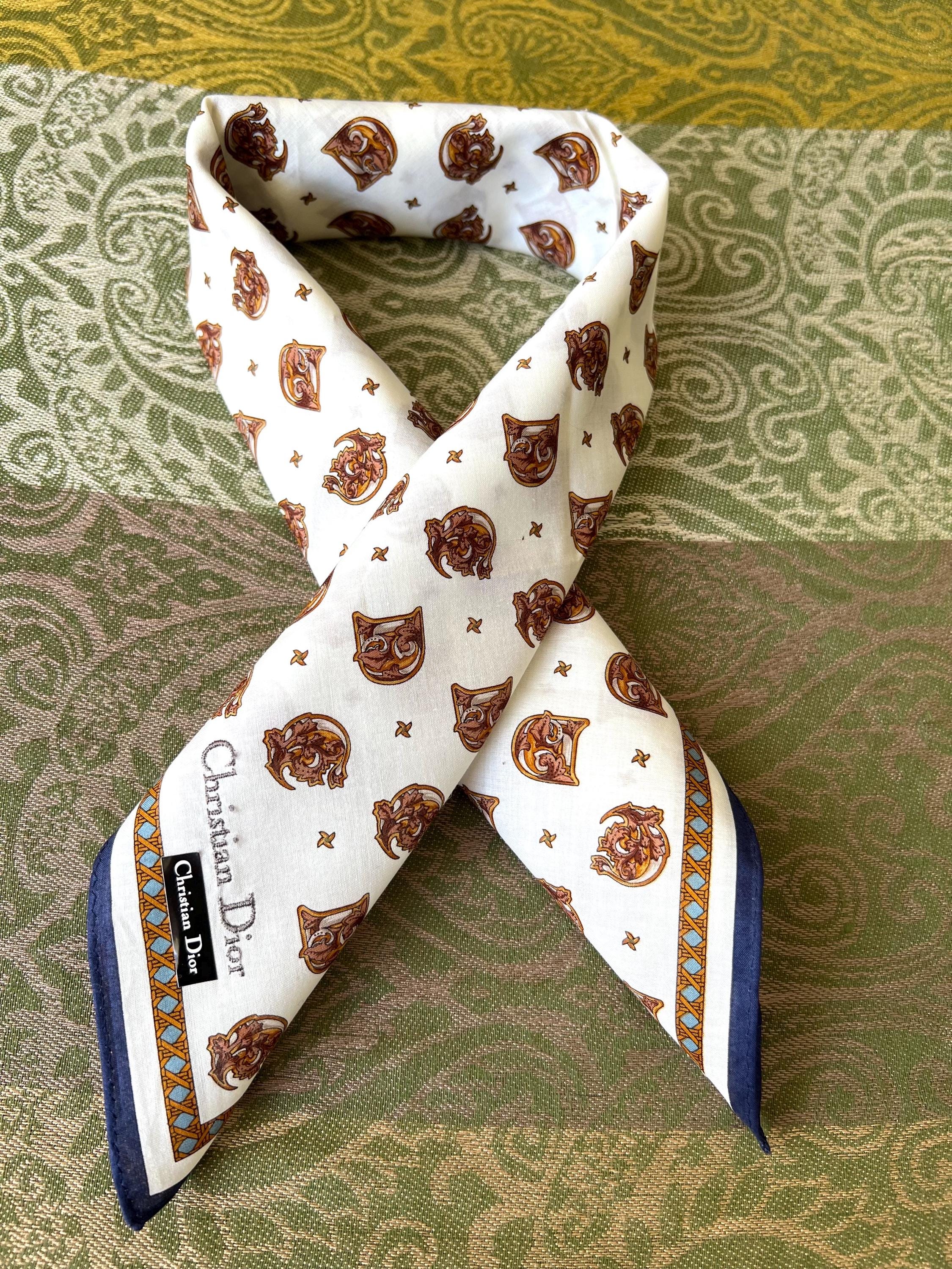 Vintage Christian Dior Cotton Scarf - Logo Square (48x48cm)