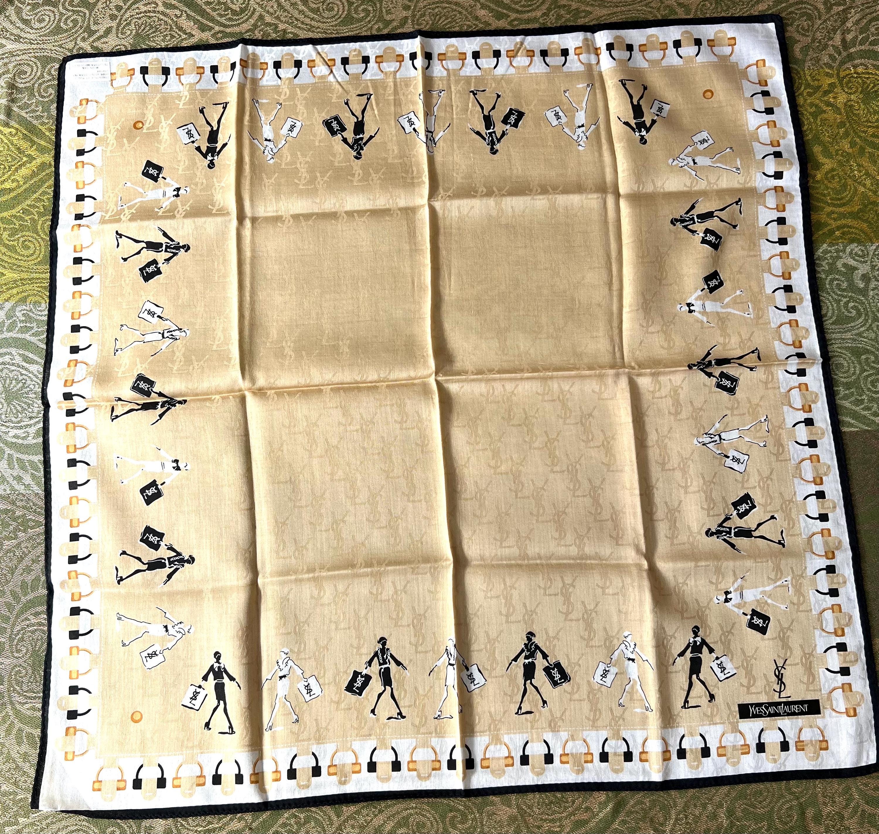 Rare Yves Saint Laurent 100% Cotton Scarf – 57x59cm