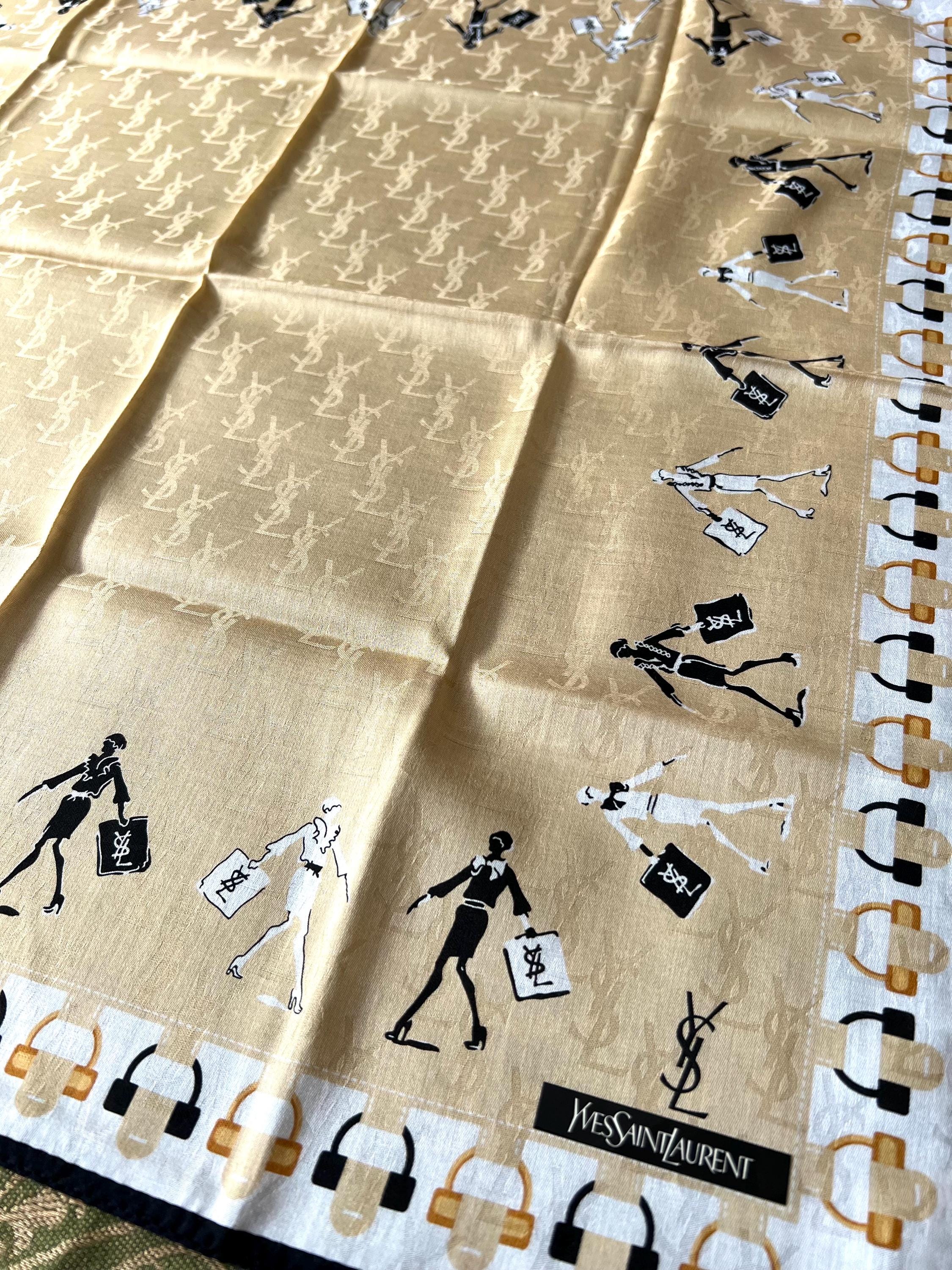 Rare Yves Saint Laurent 100% Cotton Scarf – 57x59cm