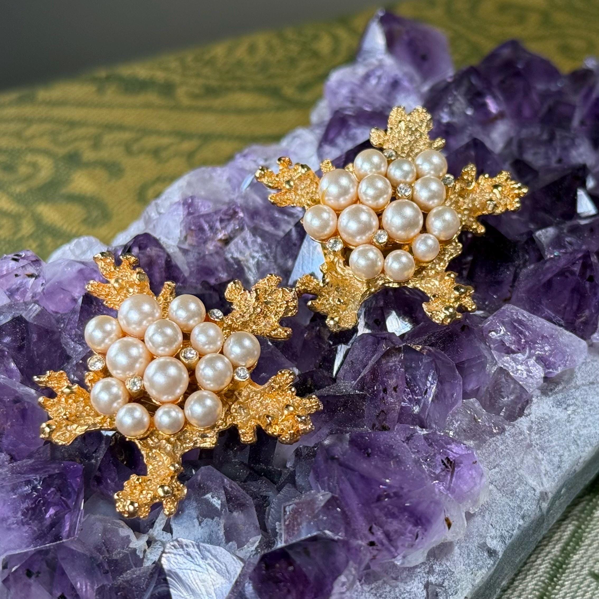 Vintage CRAFT Clip-On Earrings, Authentic Designer Collectible.