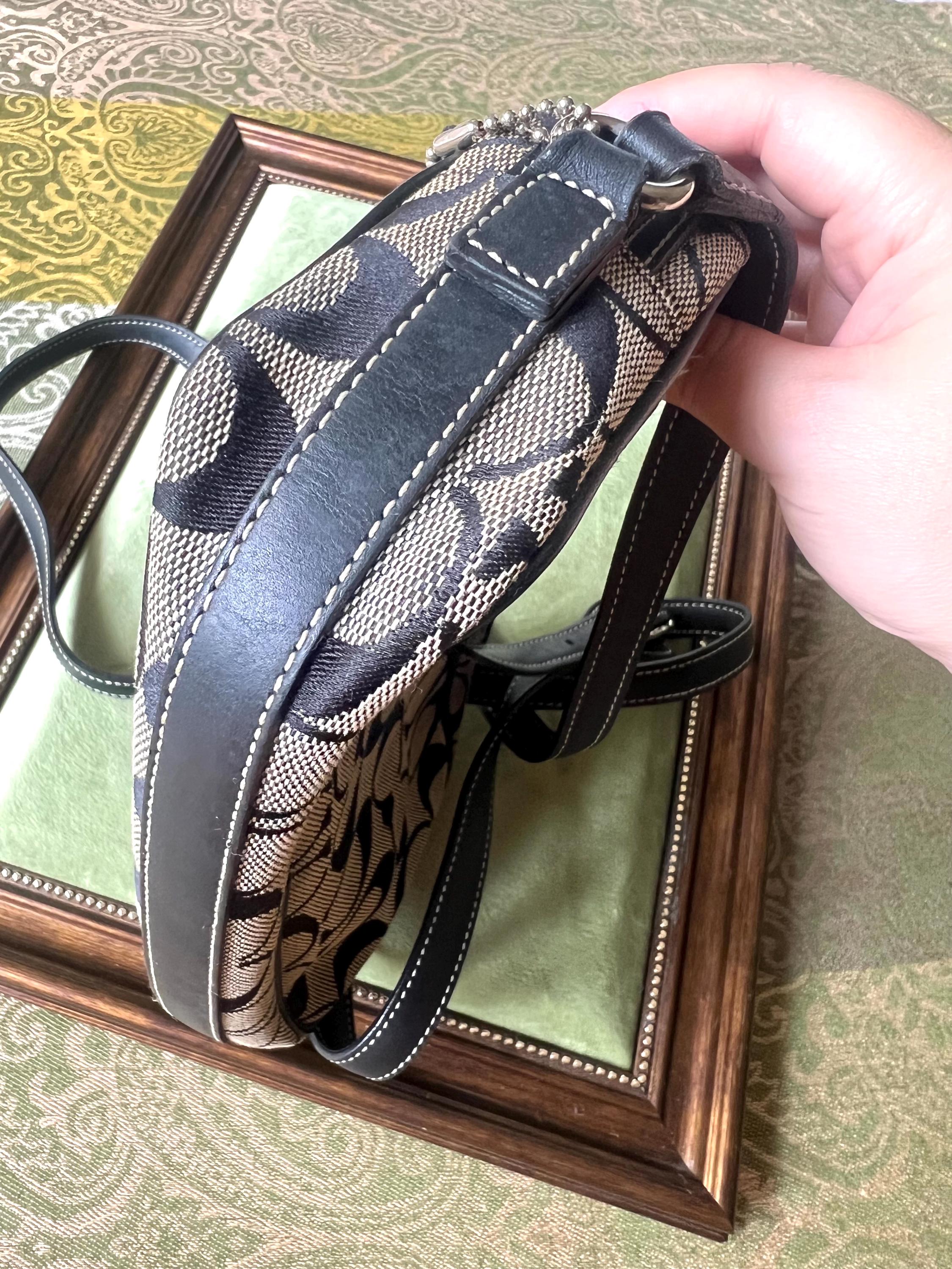 Vintage Coach Signature Canvas Crossbody Bag | Y2K Black & Grey Camera Bag