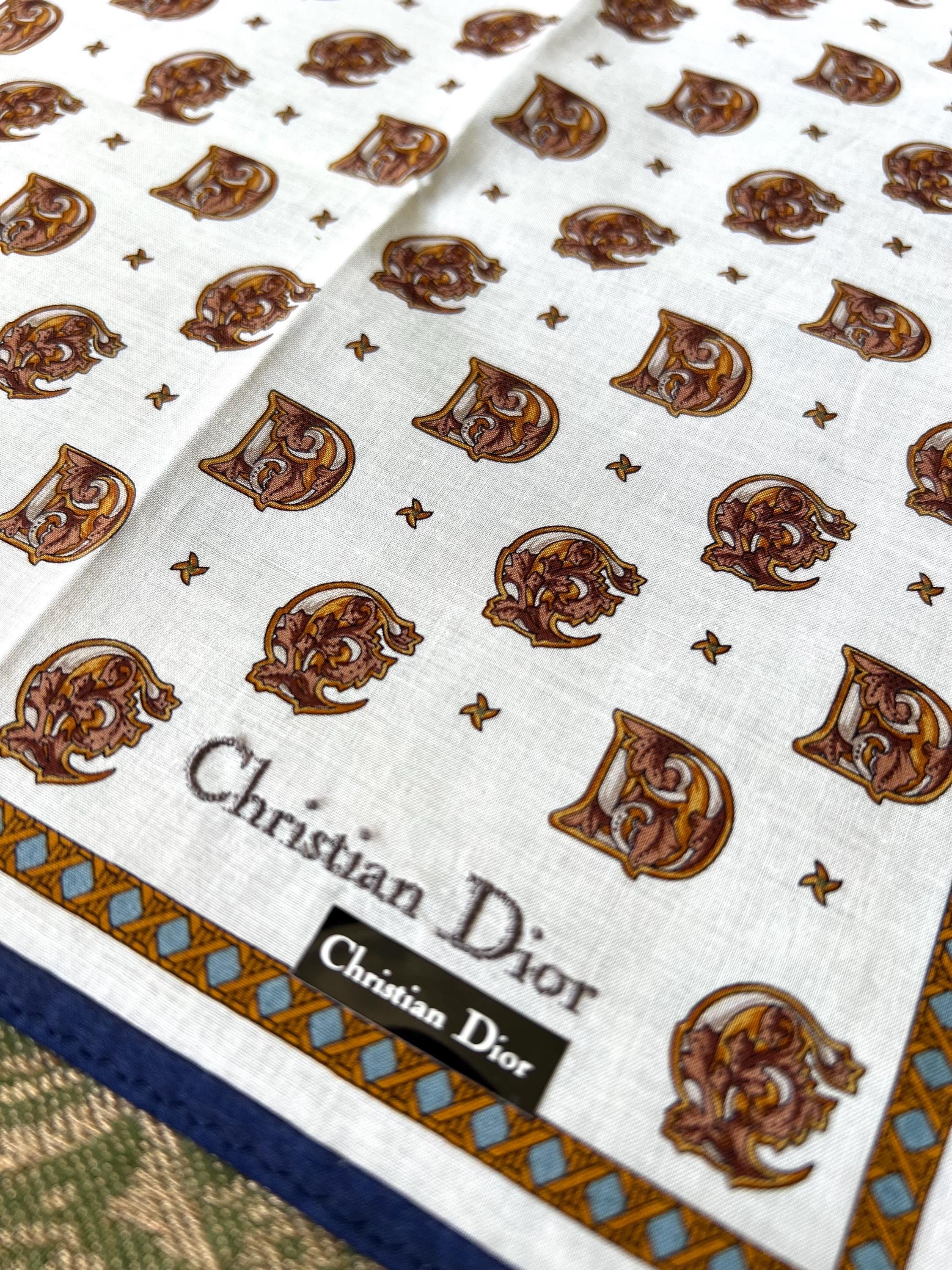 Vintage Christian Dior Cotton Scarf - Logo Square (48x48cm)