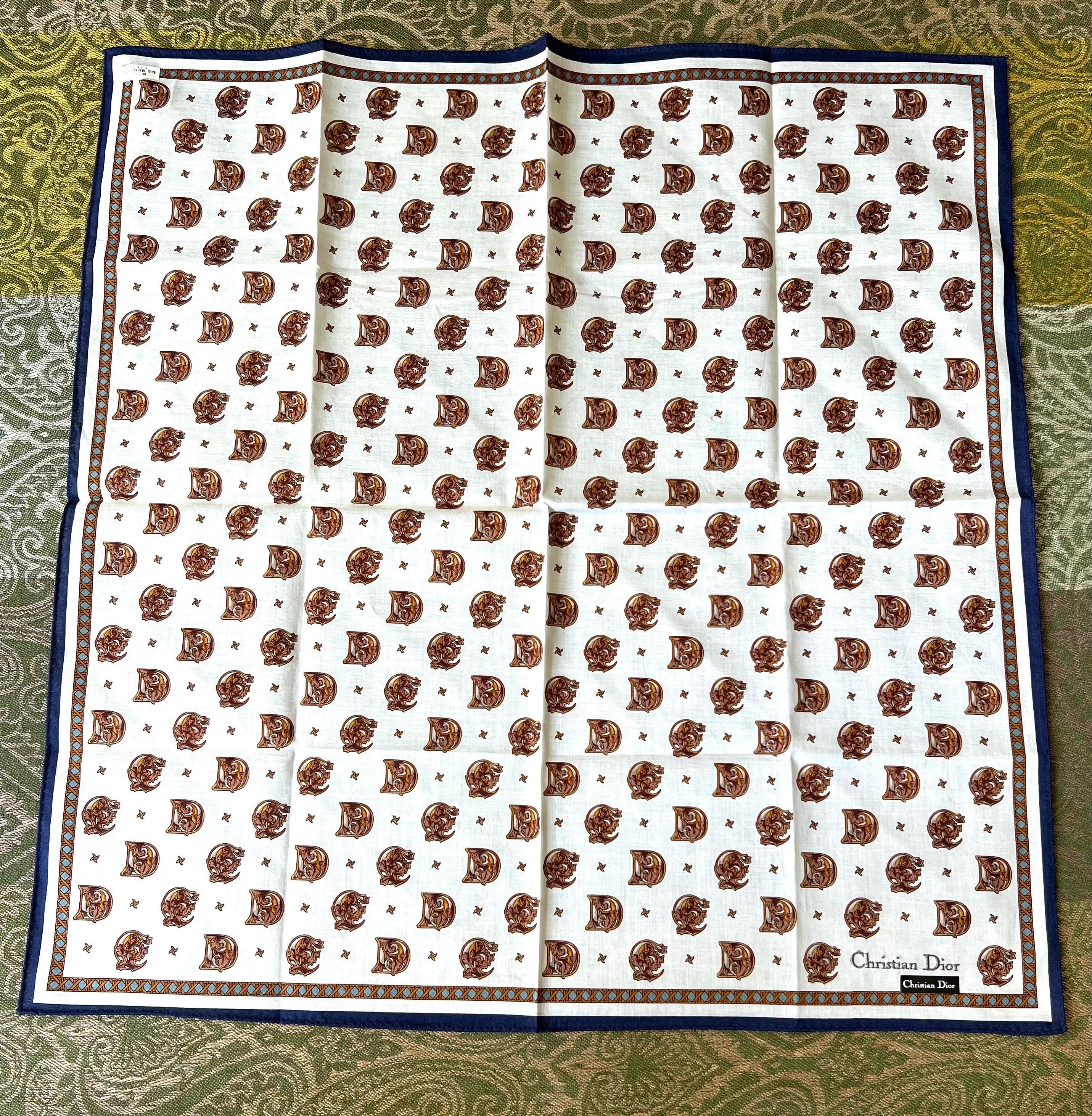 Vintage Christian Dior Cotton Scarf - Logo Square (48x48cm)