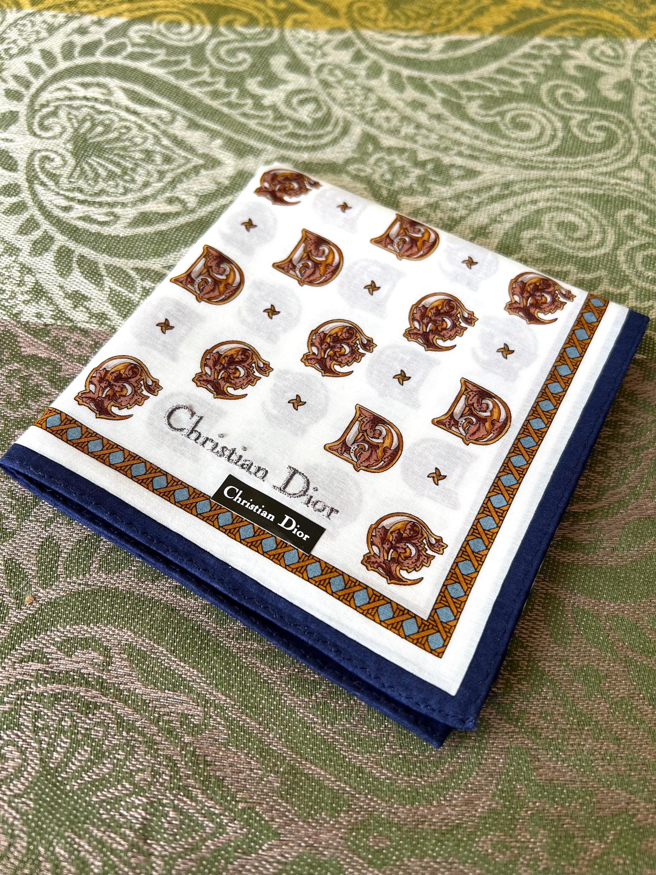 Vintage Christian Dior Cotton Scarf - Logo Square (48x48cm)