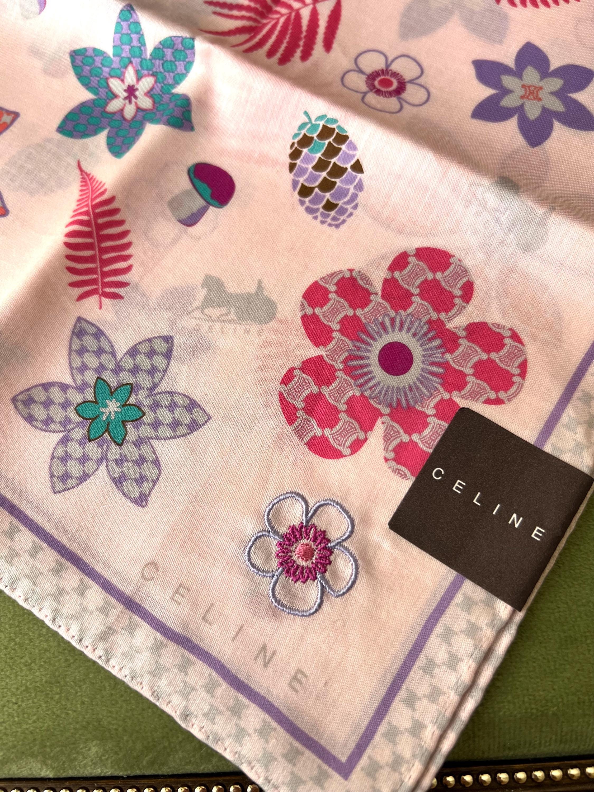 Brand New Vintage Celine Cotton Scarf 51x51cm | 100% Cotton | Handkerchief