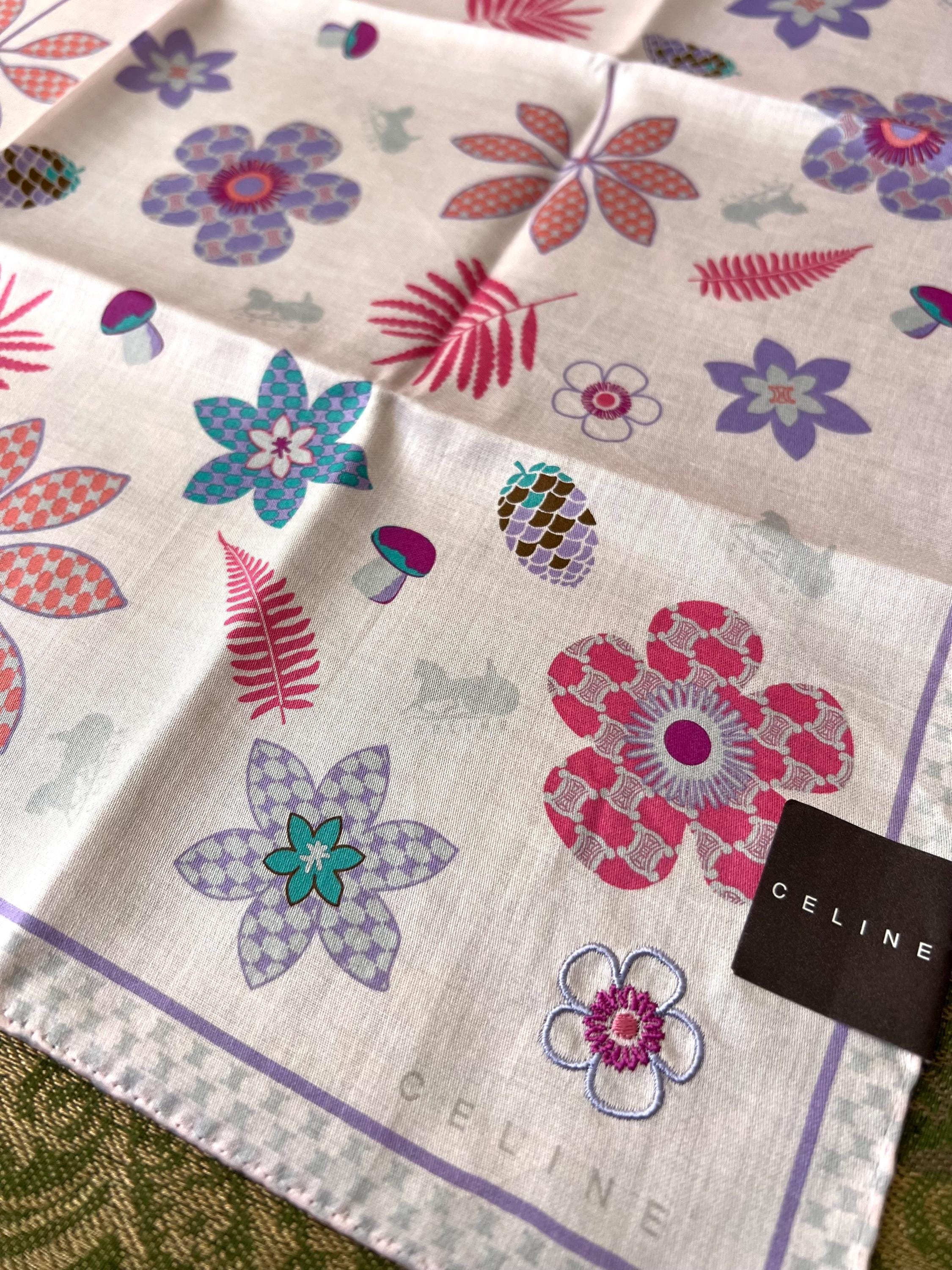 Brand New Vintage Celine Cotton Scarf 51x51cm | 100% Cotton | Handkerchief