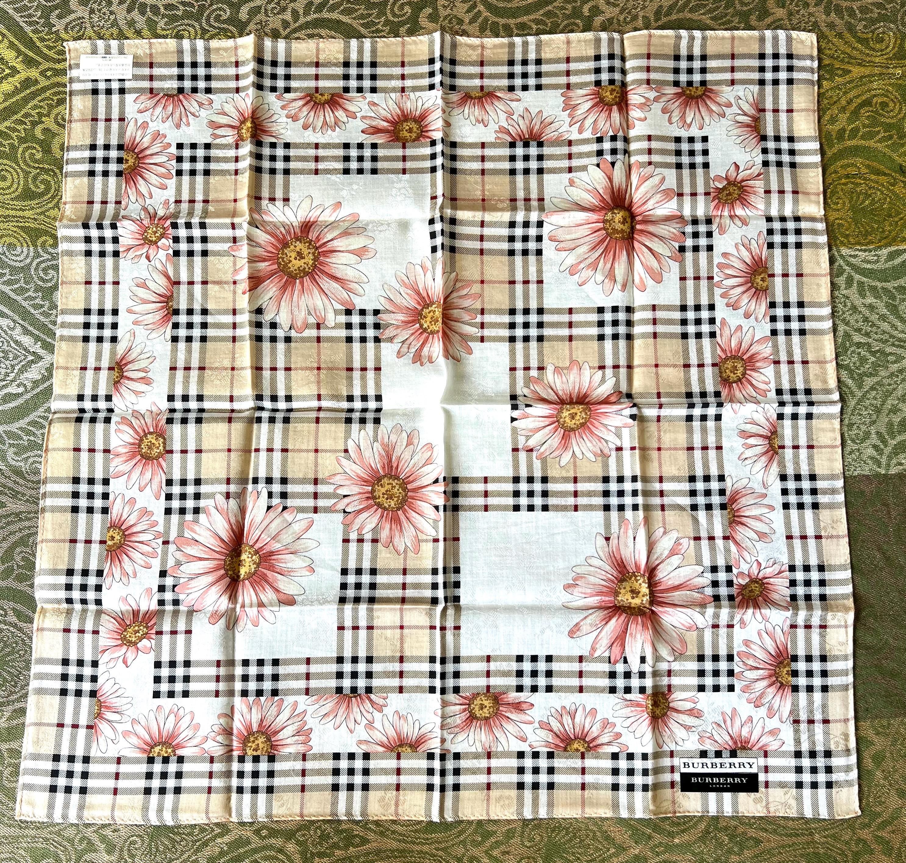 Brand New Burberry Scarf – London Label, 100% Cotton, 50x 51cm
