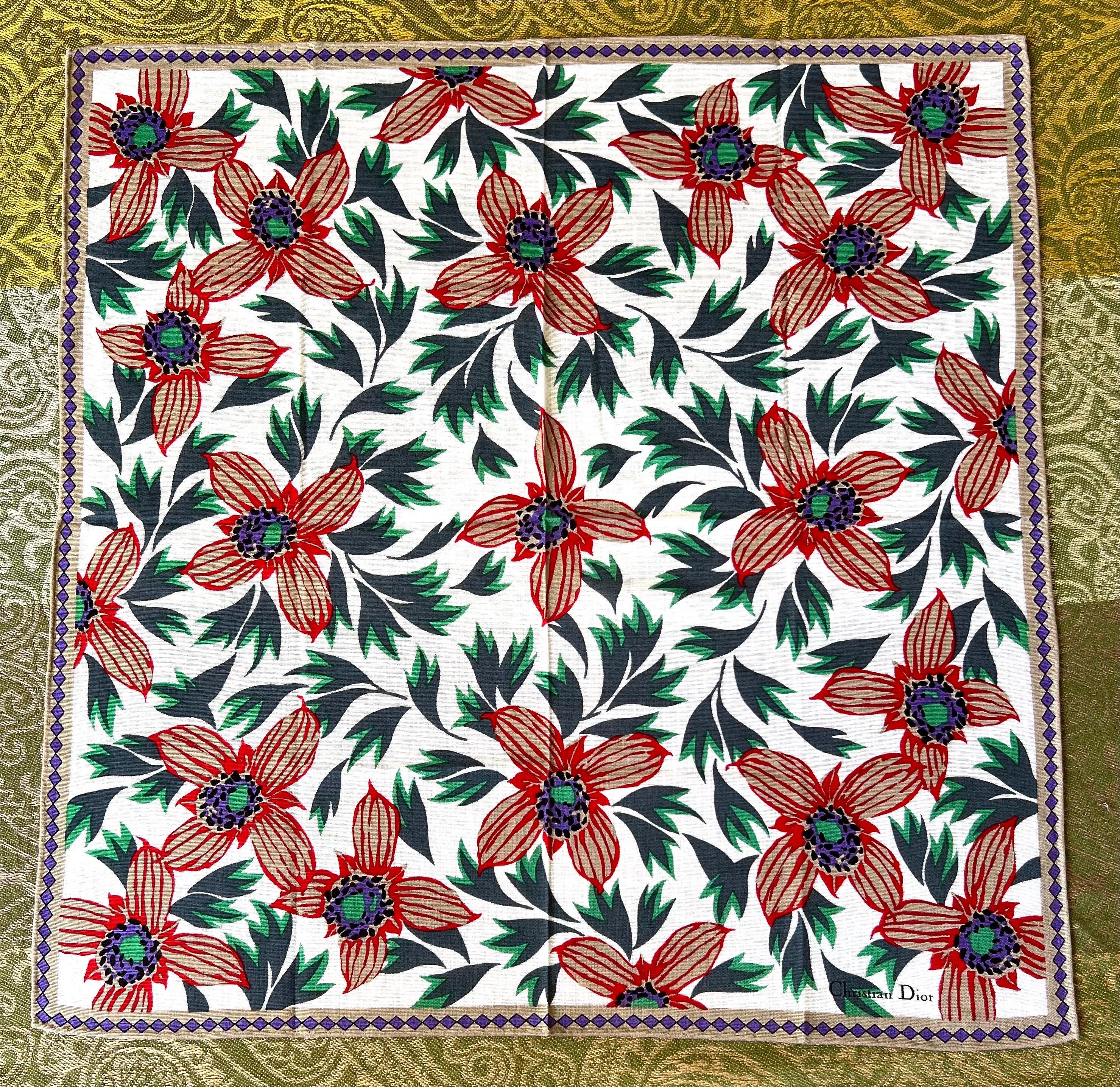 Christian Dior Vintage Brand New Deadstock Scarf 44*45cm Handkerchief