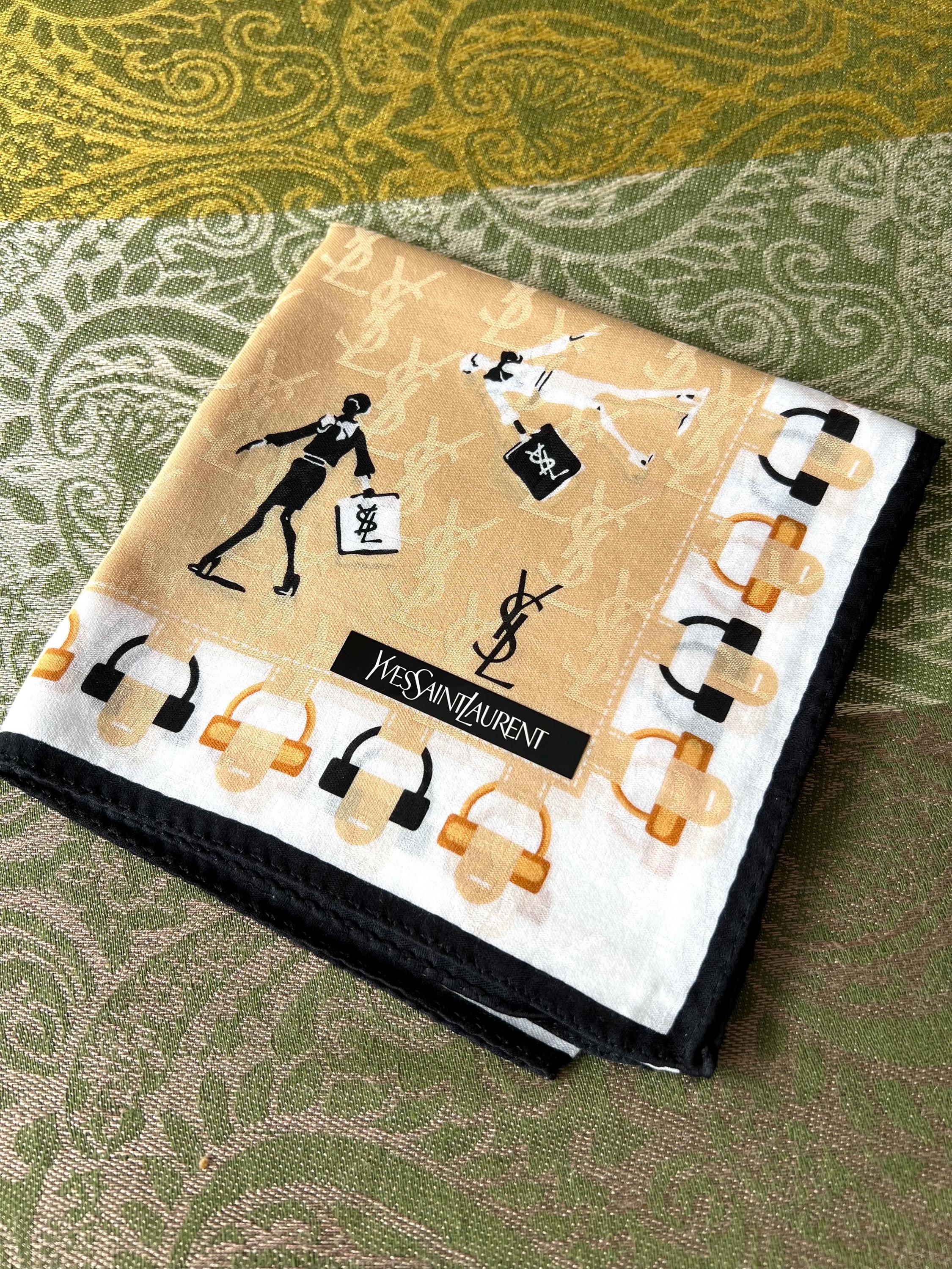 Rare Yves Saint Laurent 100% Cotton Scarf – 57x59cm