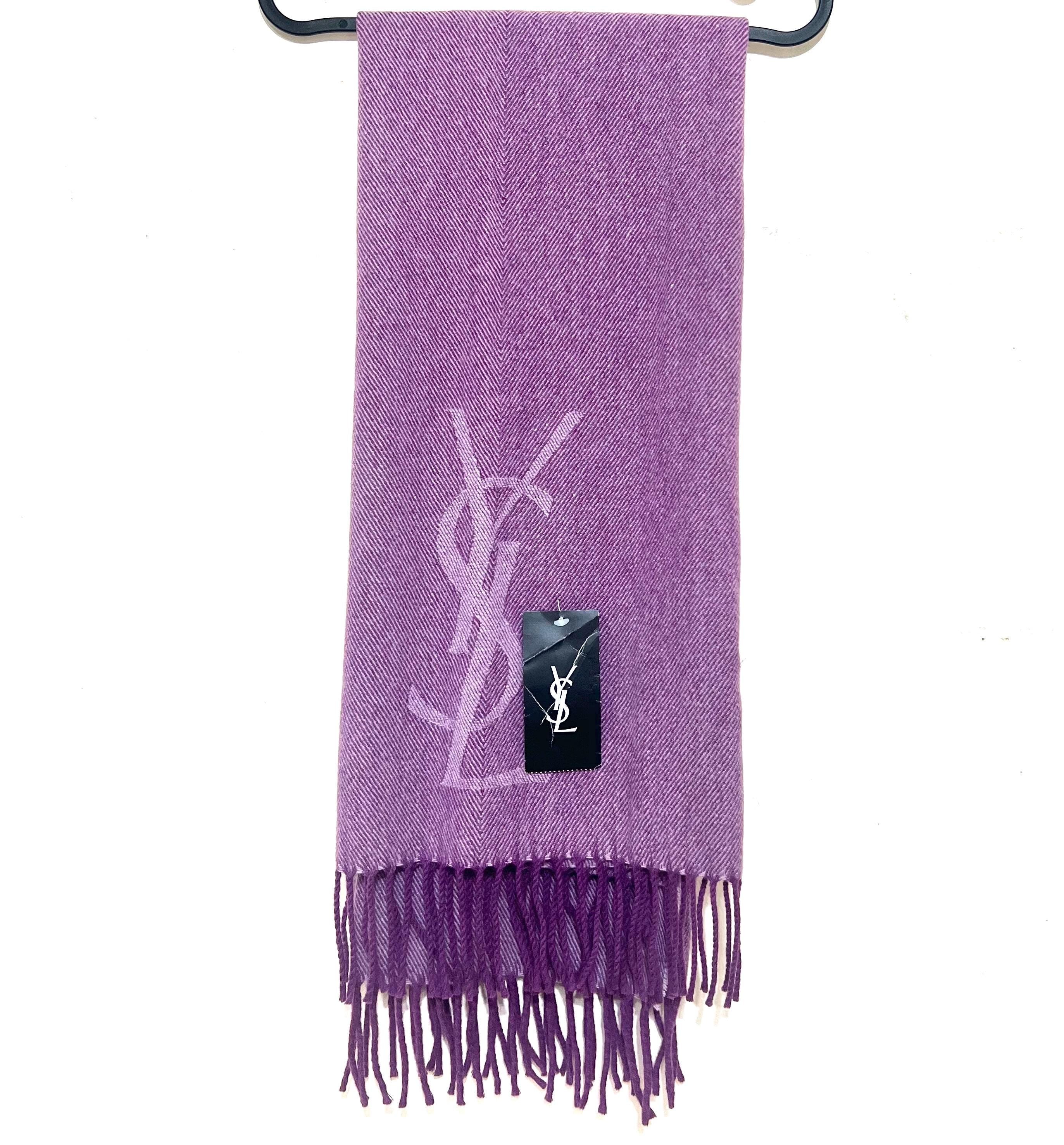 Vintage Yves Saint Laurent YSL Purple Wool Scarf, 100% Pure Wool, Made in Japan