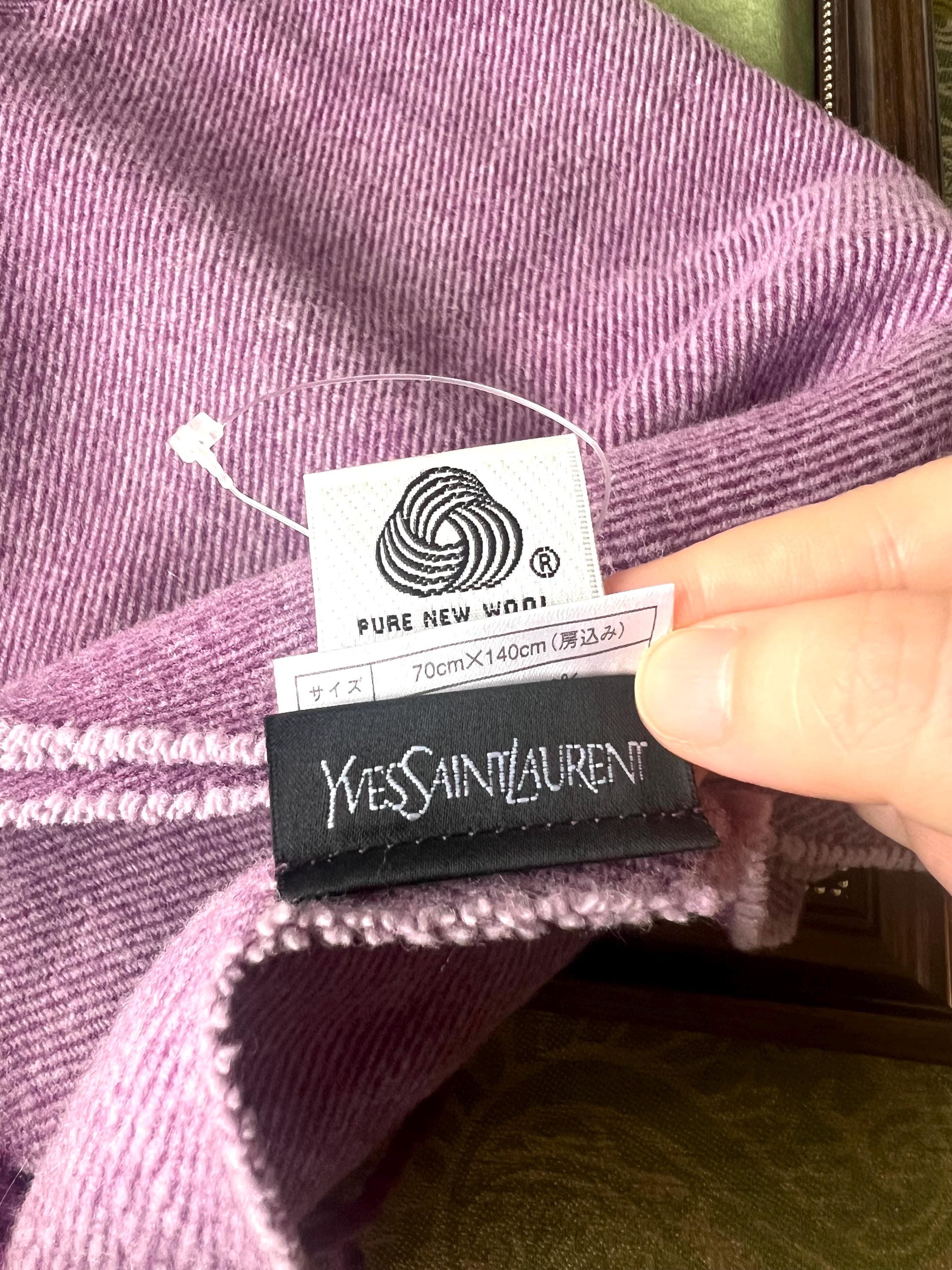 Vintage Yves Saint Laurent YSL Purple Wool Scarf, 100% Pure Wool, Made in Japan