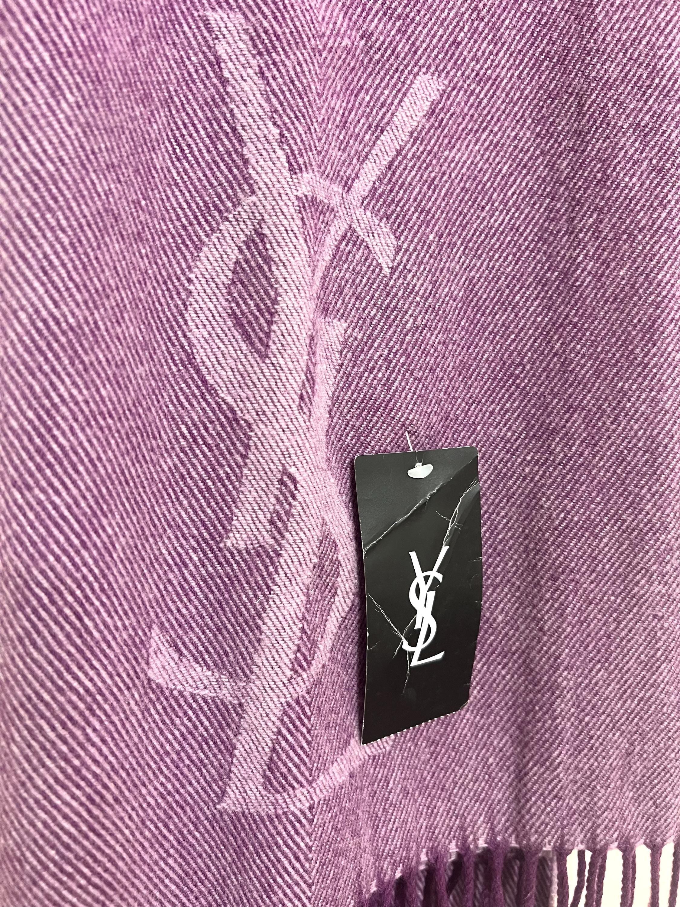 Vintage Yves Saint Laurent YSL Purple Wool Scarf, 100% Pure Wool, Made in Japan