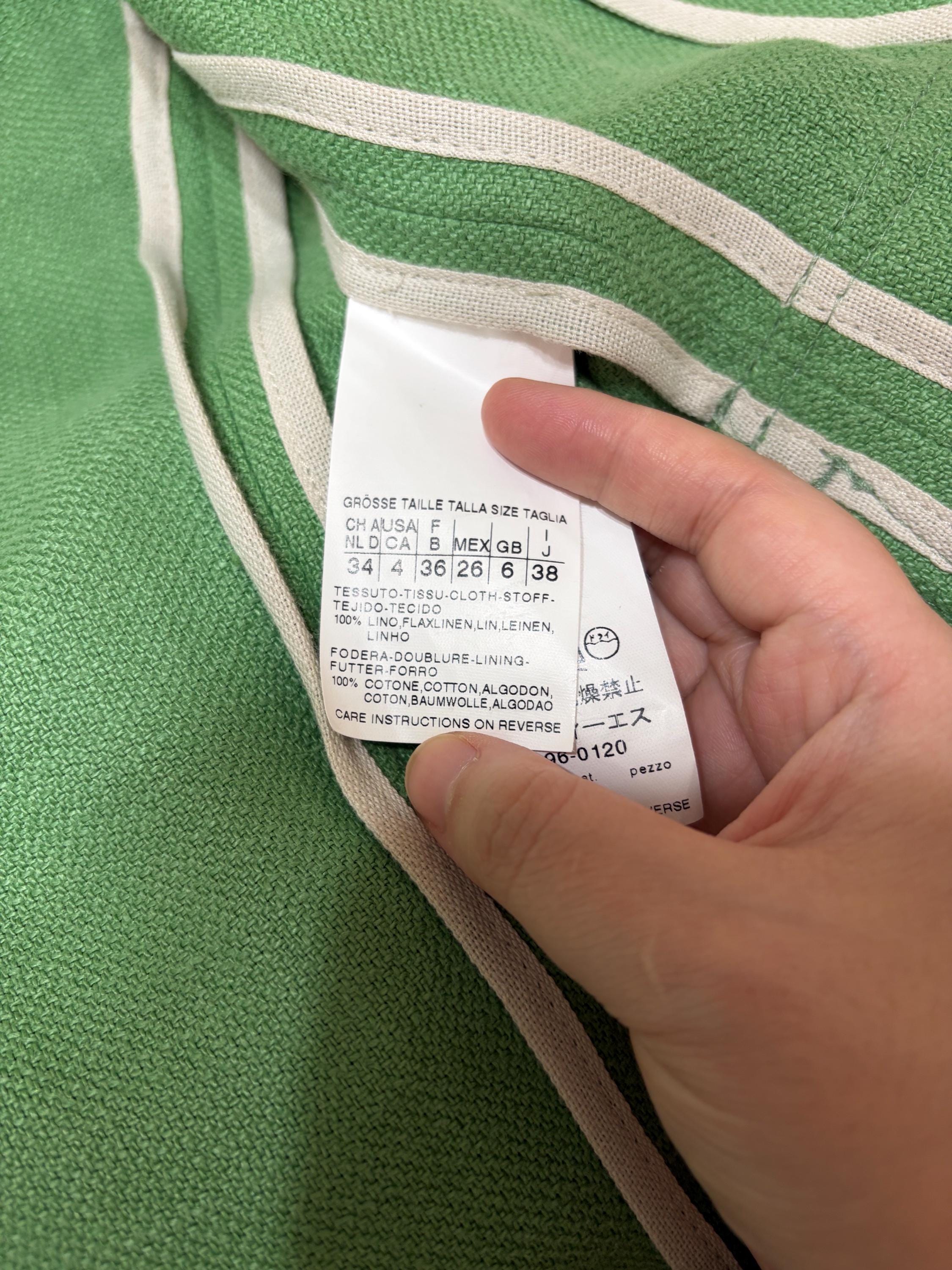 S Max Mara Green 100% Linen Blazer Jacket | Size US 4 / UK 6 / IT 38