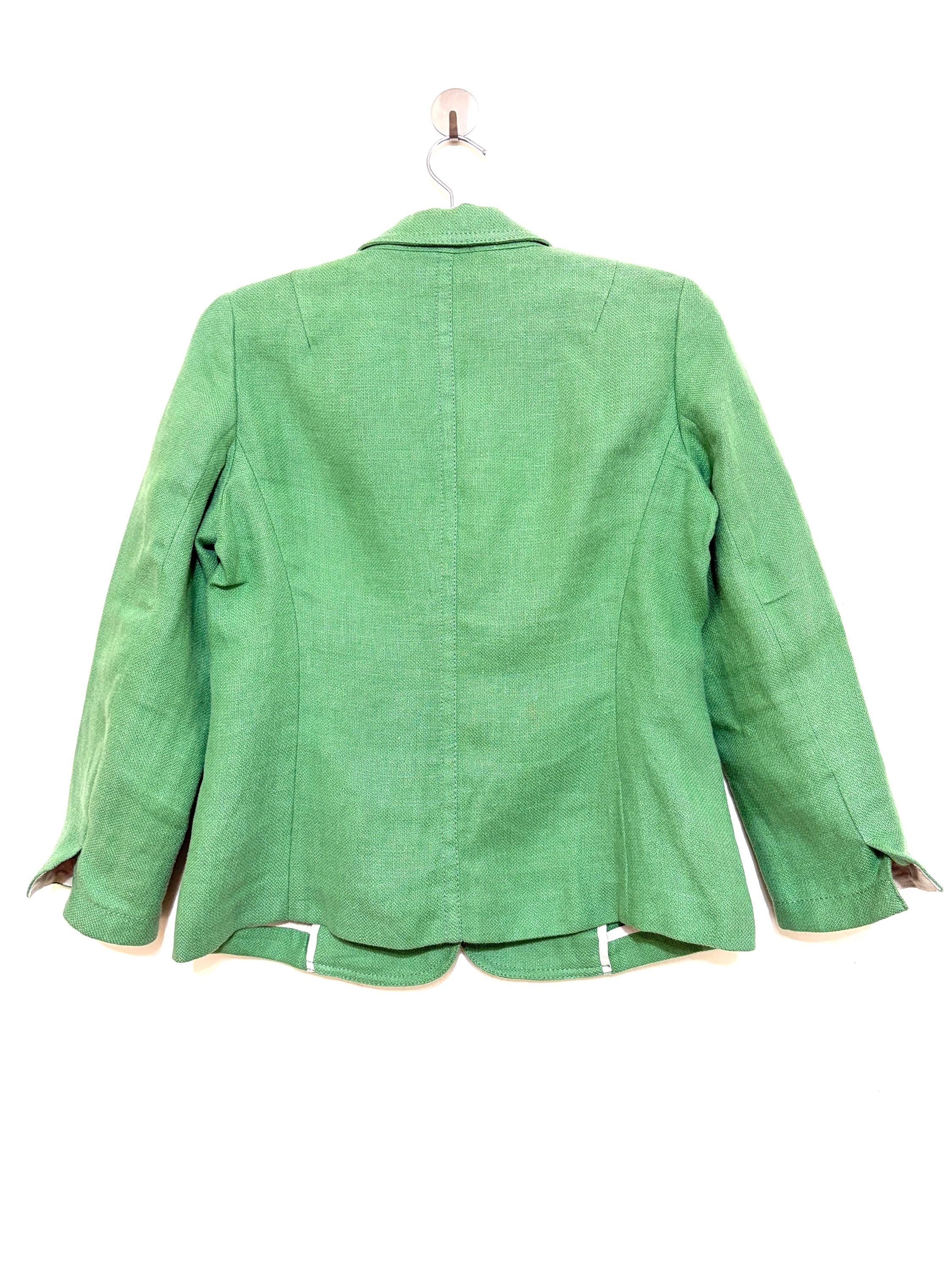 S Max Mara Green 100% Linen Blazer Jacket | Size US 4 / UK 6 / IT 38