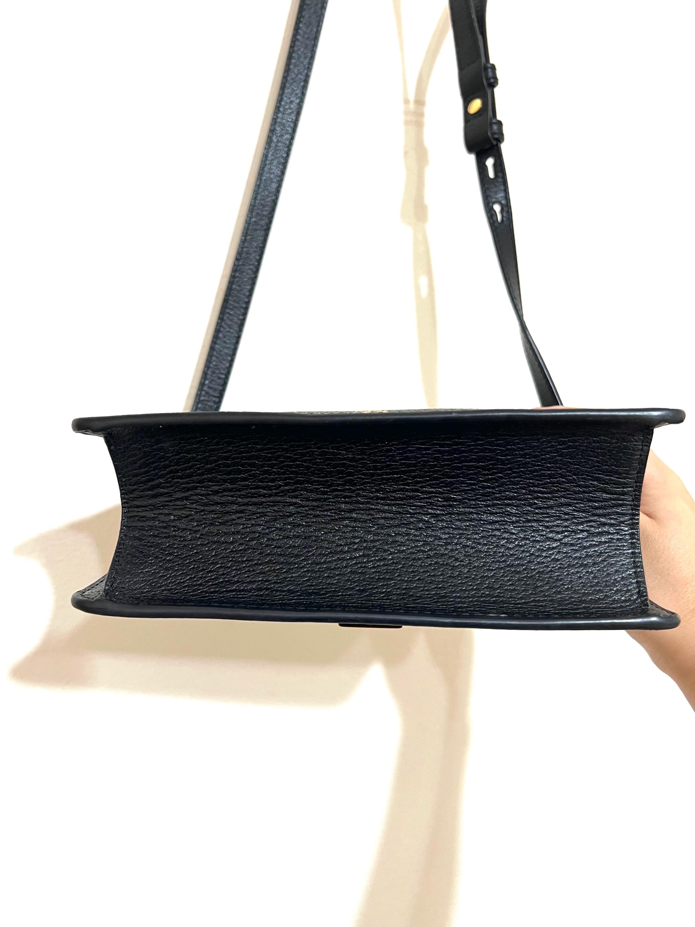 Authentic Gucci Sylvie Bee Star Leather Shoulder Bag - Black with Gold Bee & Star Print