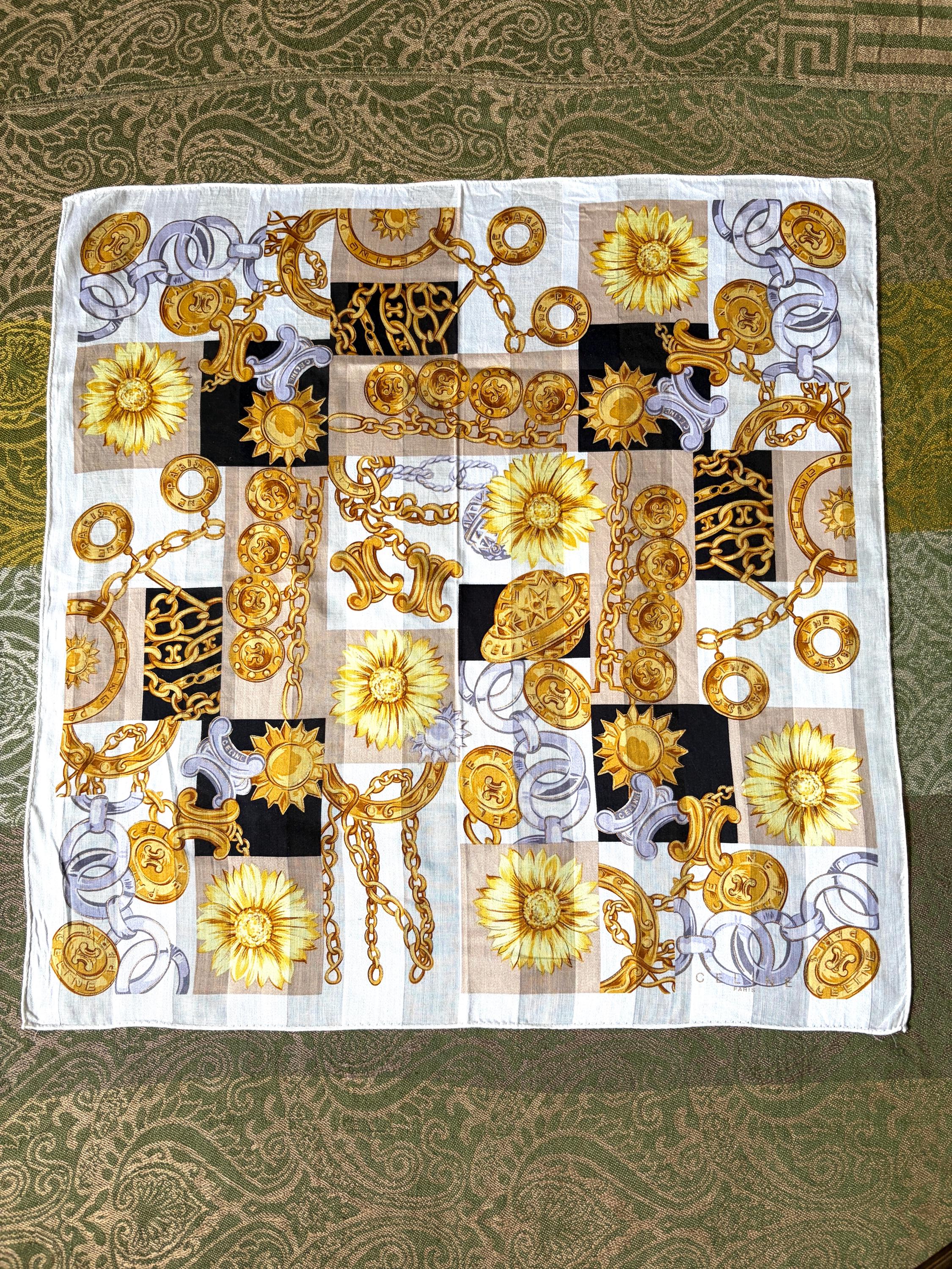 Celine Vintage Brand New Deadstock Scarf 48*50cm Handkerchief