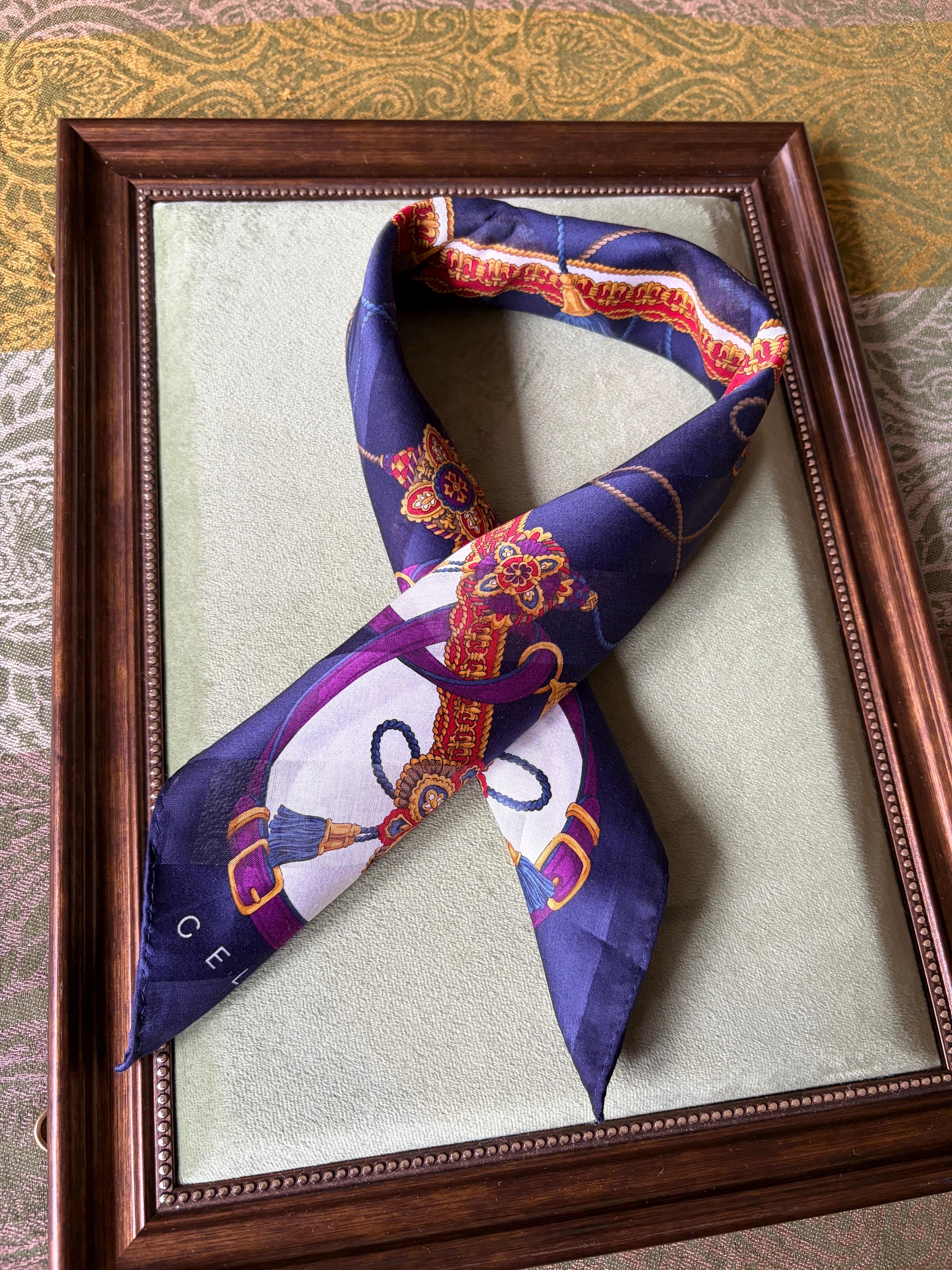 Celine Vintage Brand New Deadstock Scarf 49*52cm Handkerchief