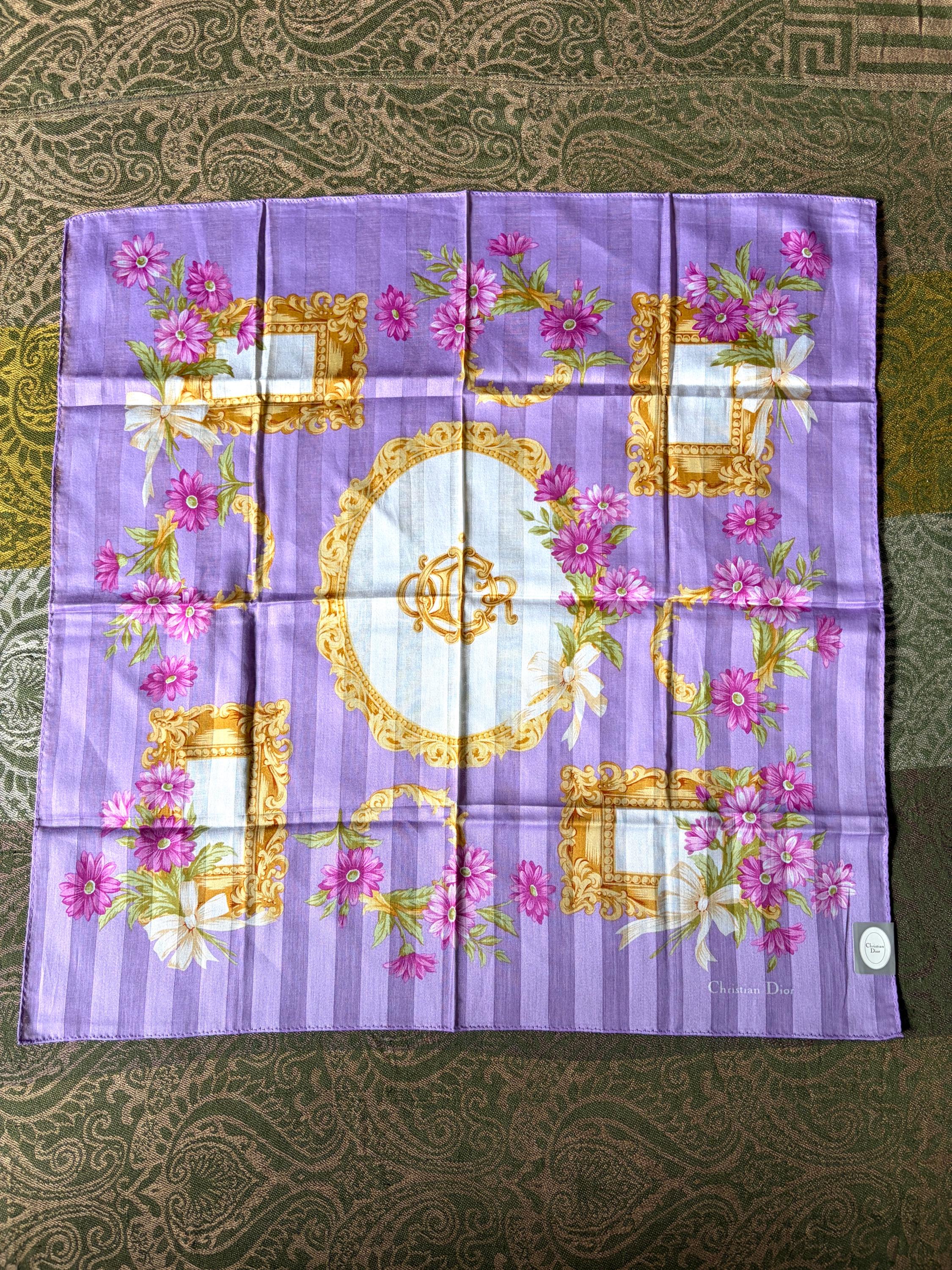 Vintage Christian Dior Cotton Scarf - Logo Square (48x51cm)