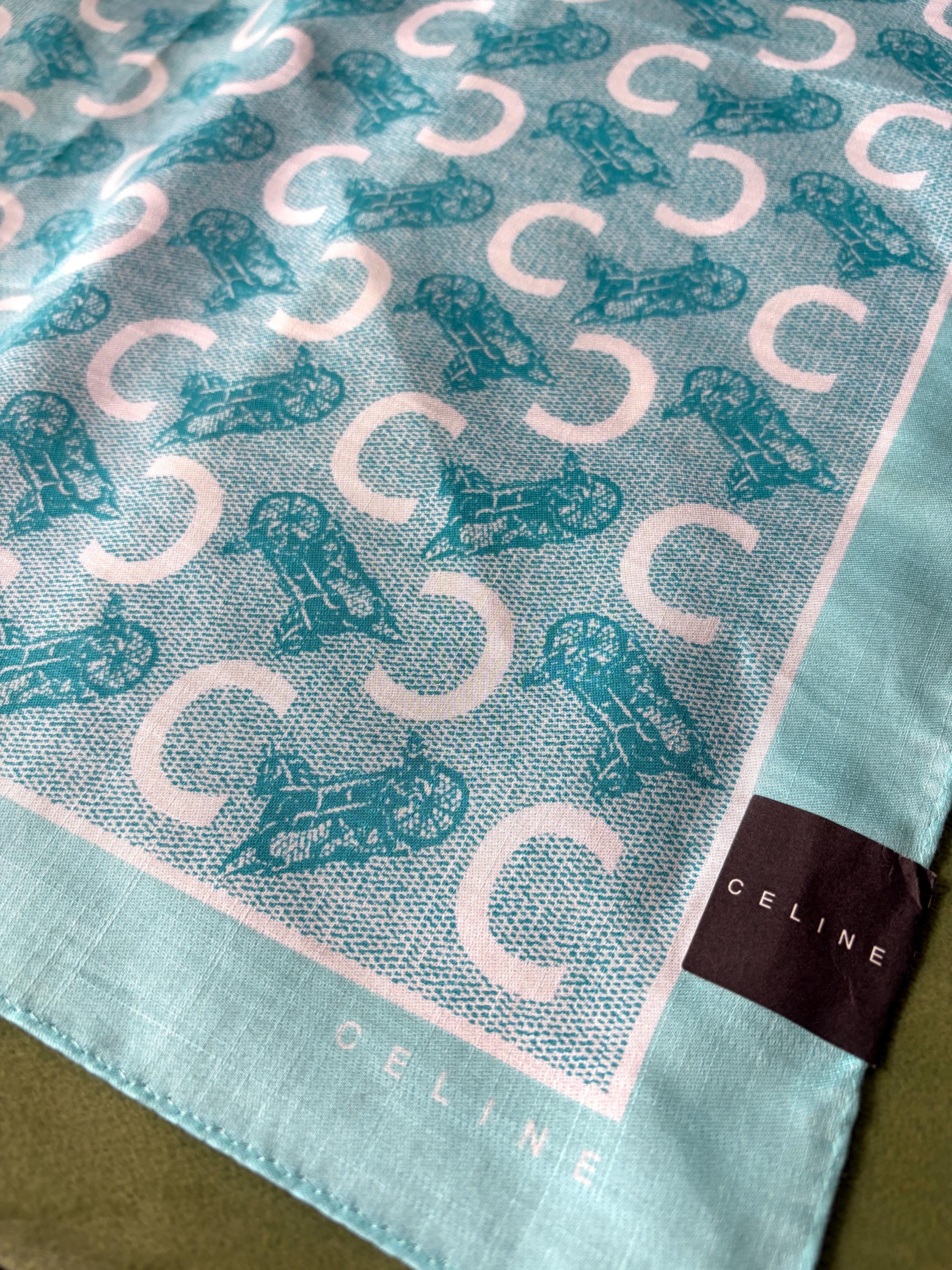 Brand New Vintage Celine Cotton Scarf 51x52cm | 100% Cotton | Handkerchief