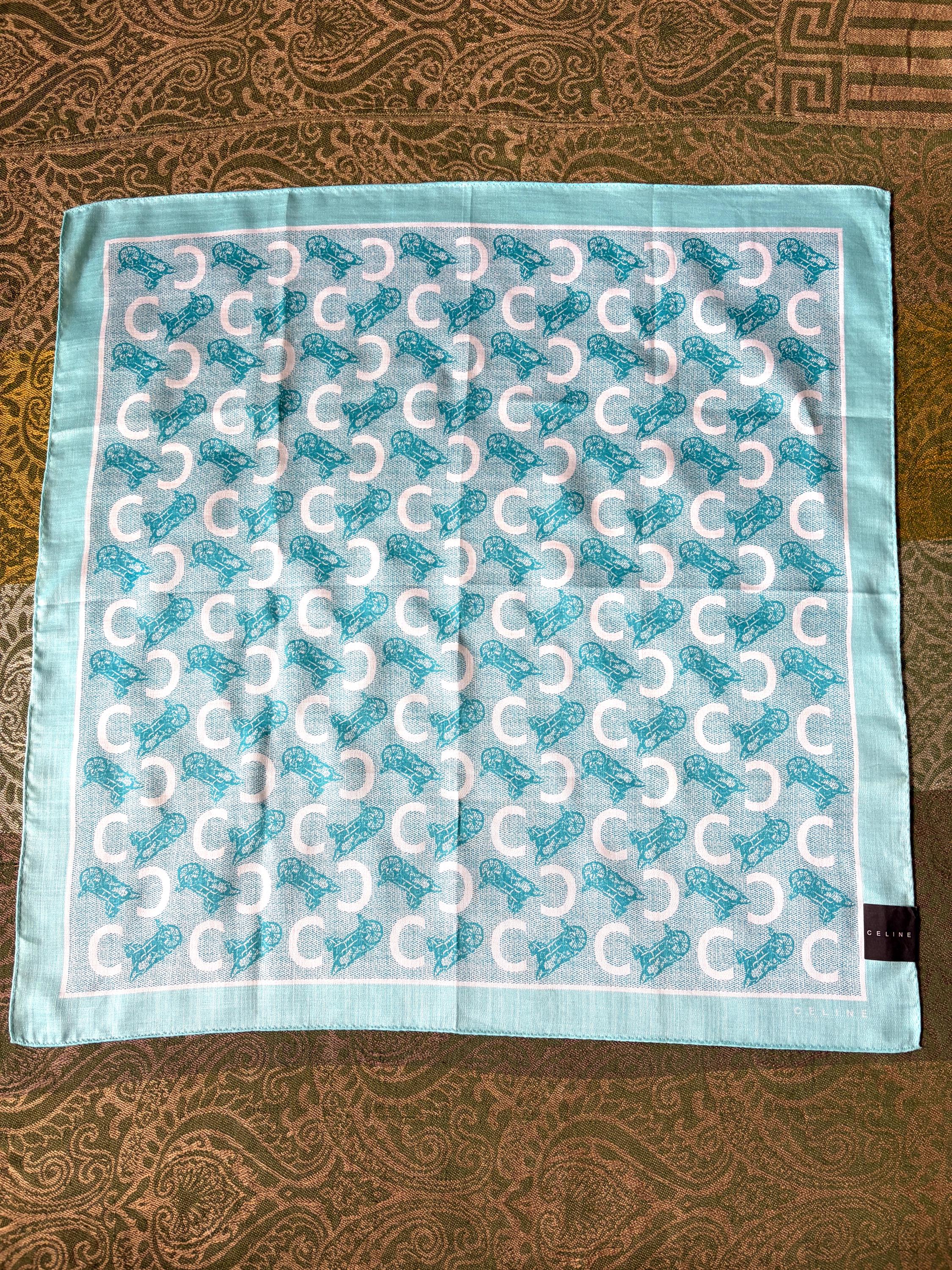 Brand New Vintage Celine Cotton Scarf 51x52cm | 100% Cotton | Handkerchief