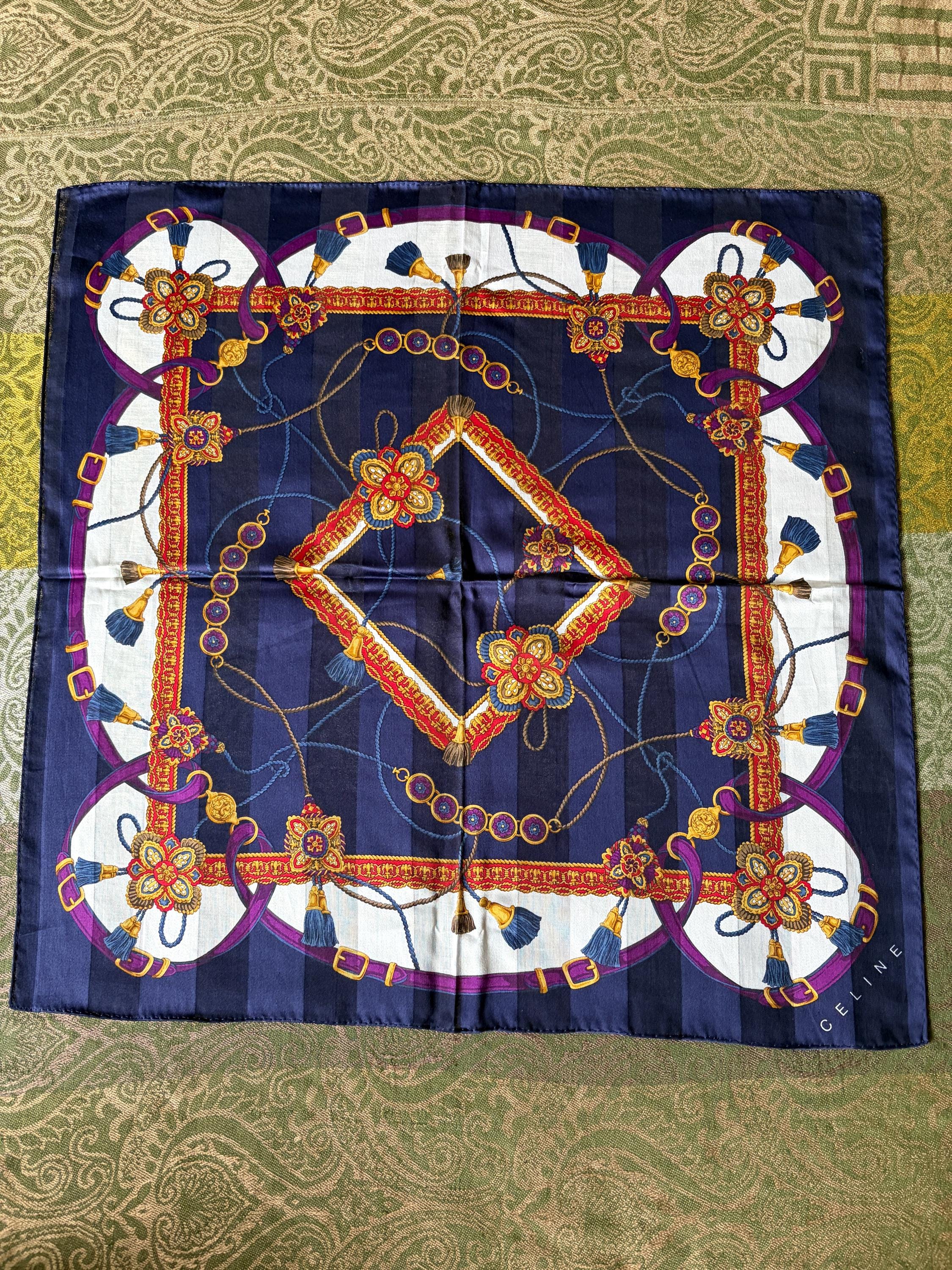 Celine Vintage Brand New Deadstock Scarf 49*52cm Handkerchief