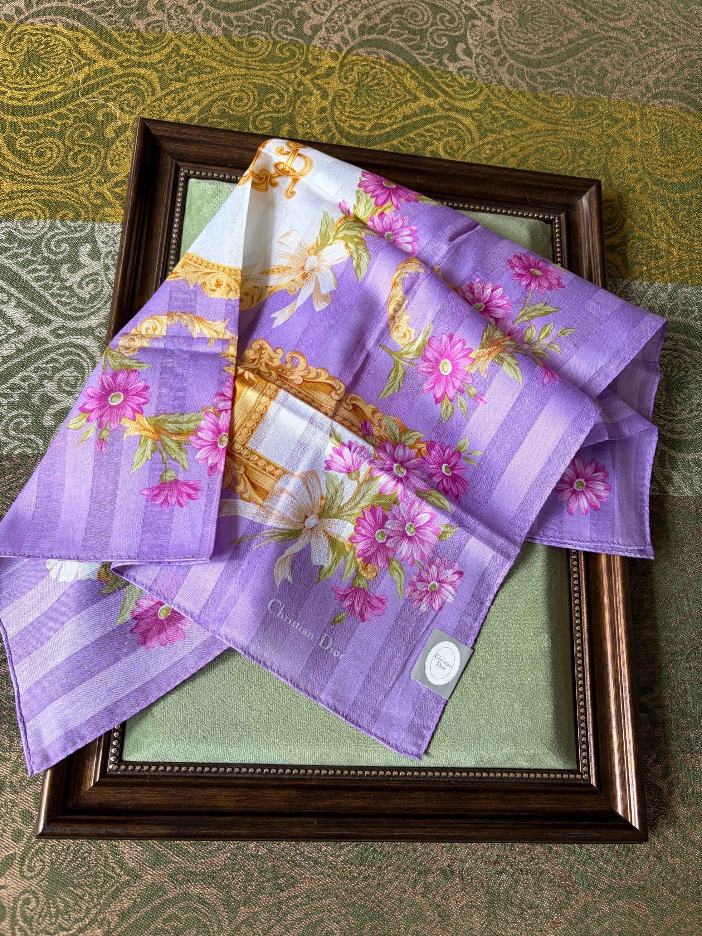 Vintage Christian Dior Cotton Scarf - Logo Square (48x51cm)