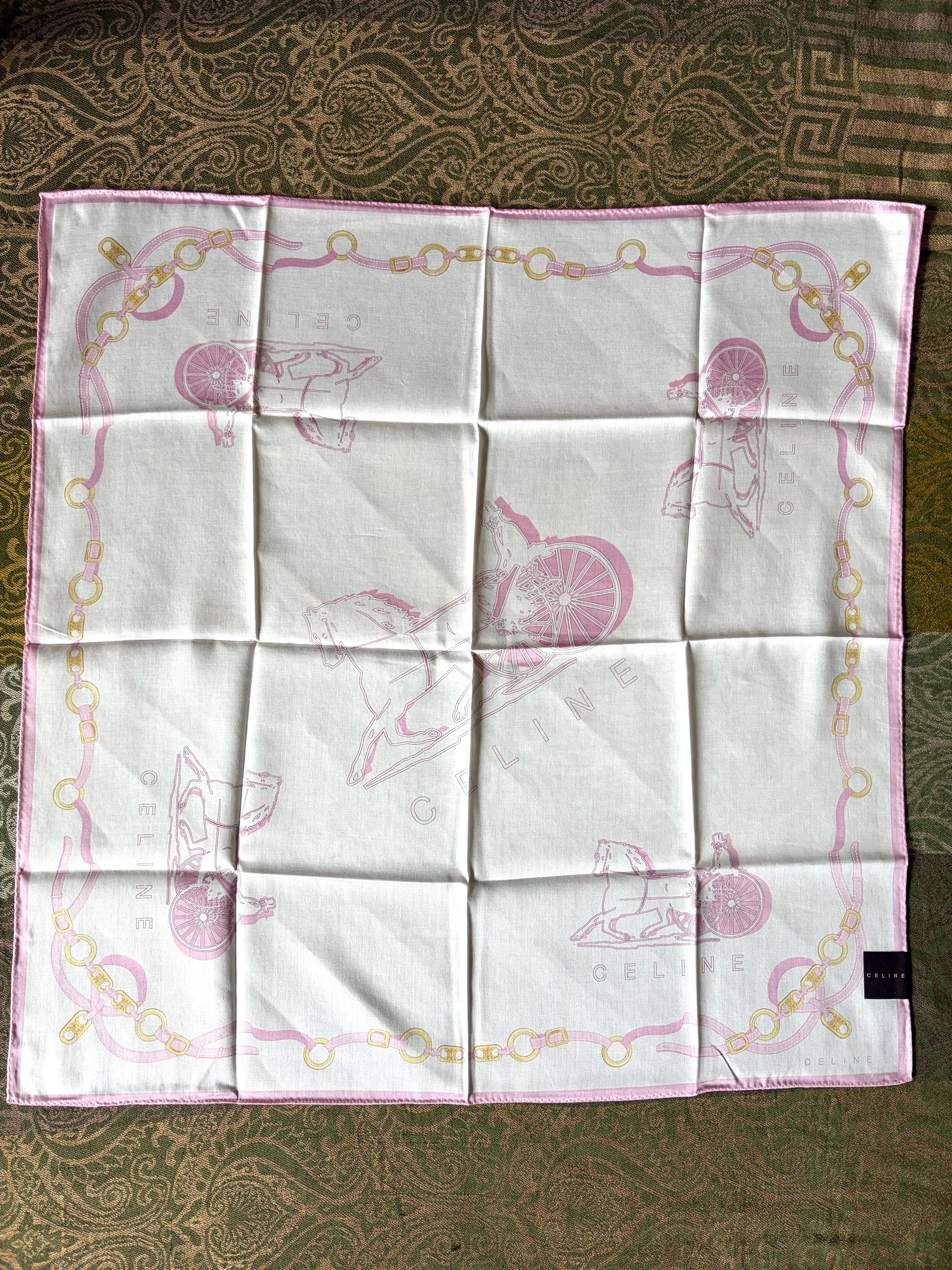 Brand New Vintage Celine Cotton Scarf 58x60cm | 100% Cotton | Handkerchief
