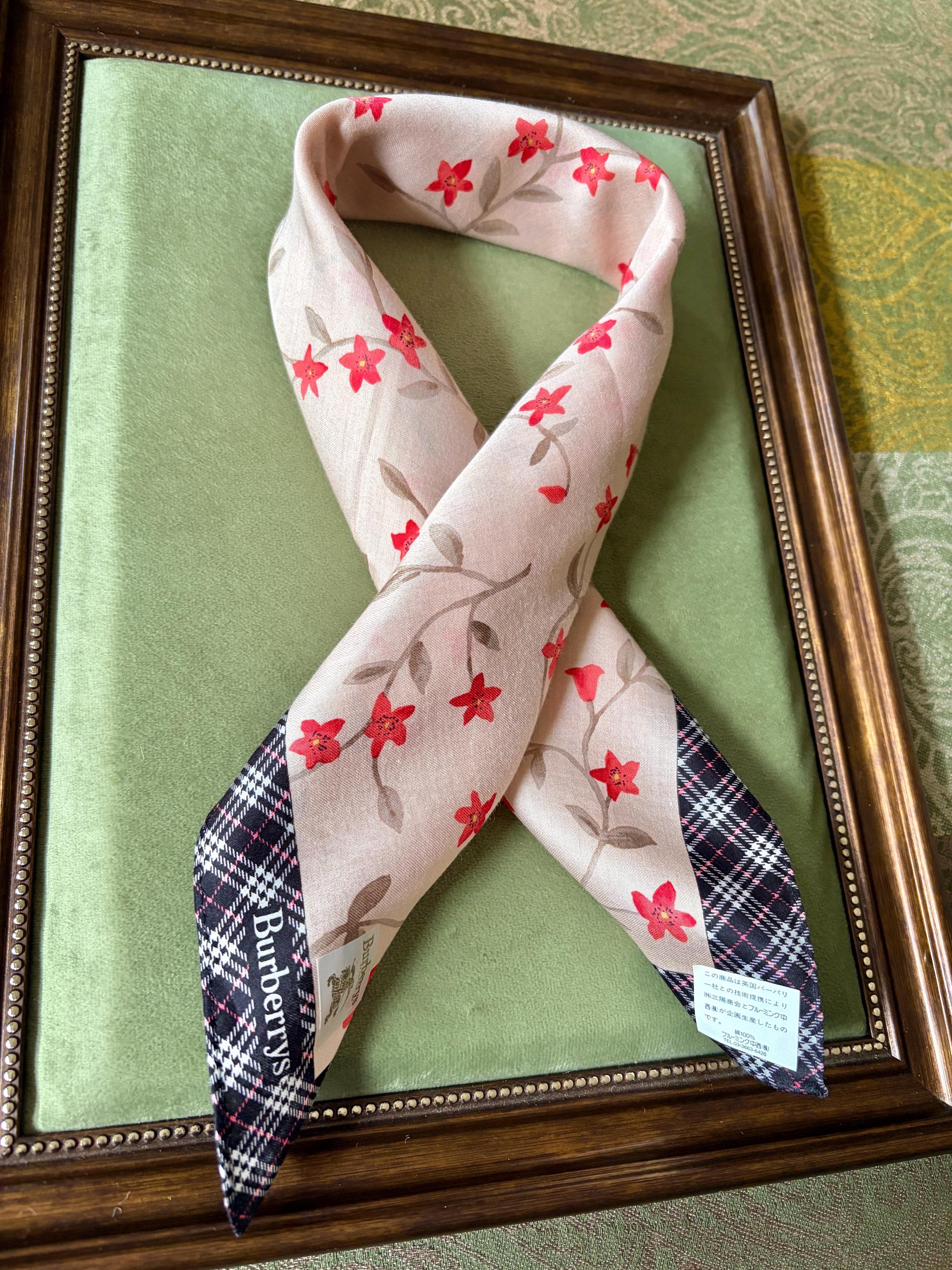 Brand New Burberry Scarf – , 100% Cotton, 49x 52cm