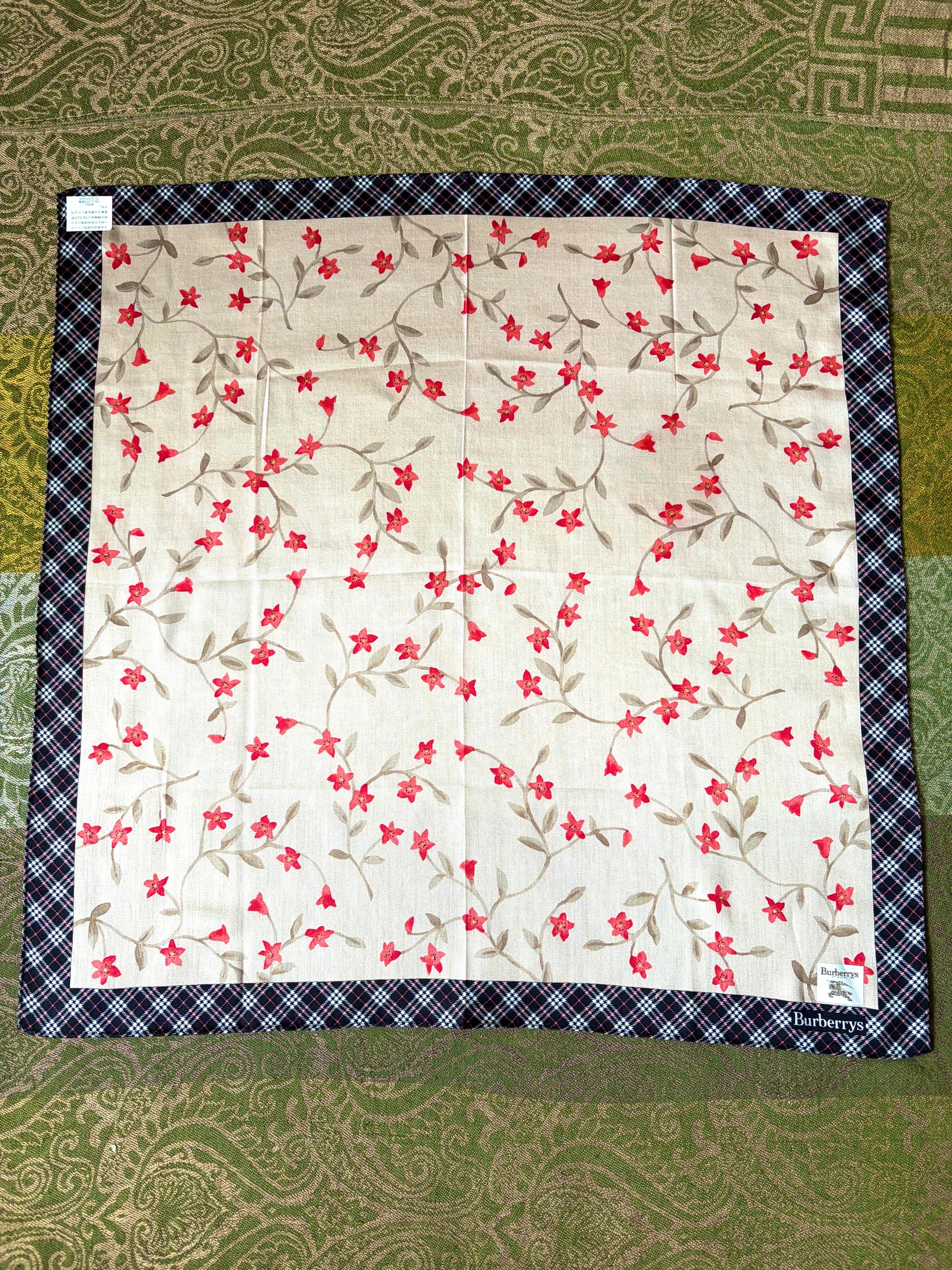 Brand New Burberry Scarf – , 100% Cotton, 49x 52cm