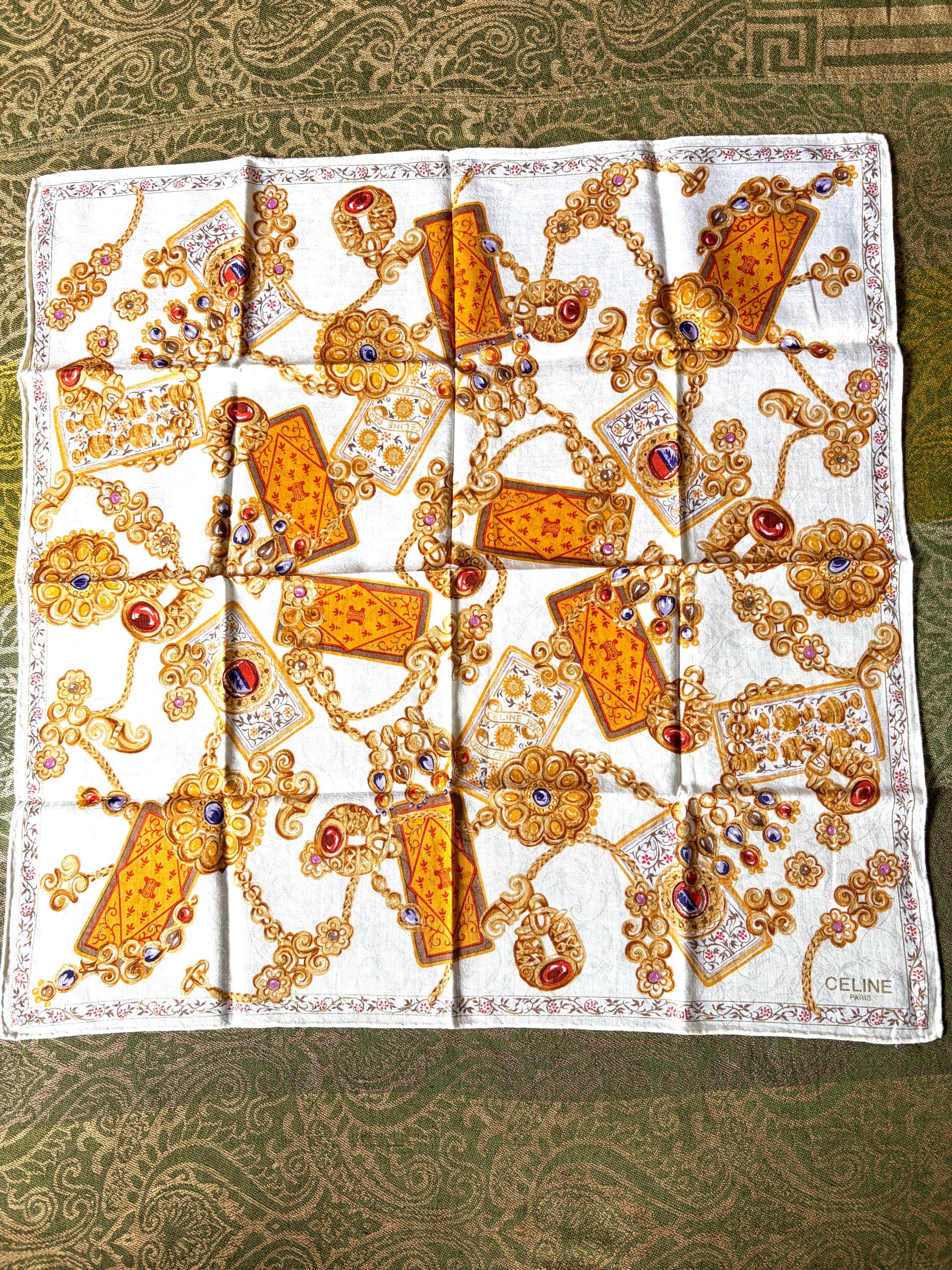 Vintage Celine Cotton Scarf | 100% Cotton | Handkerchief