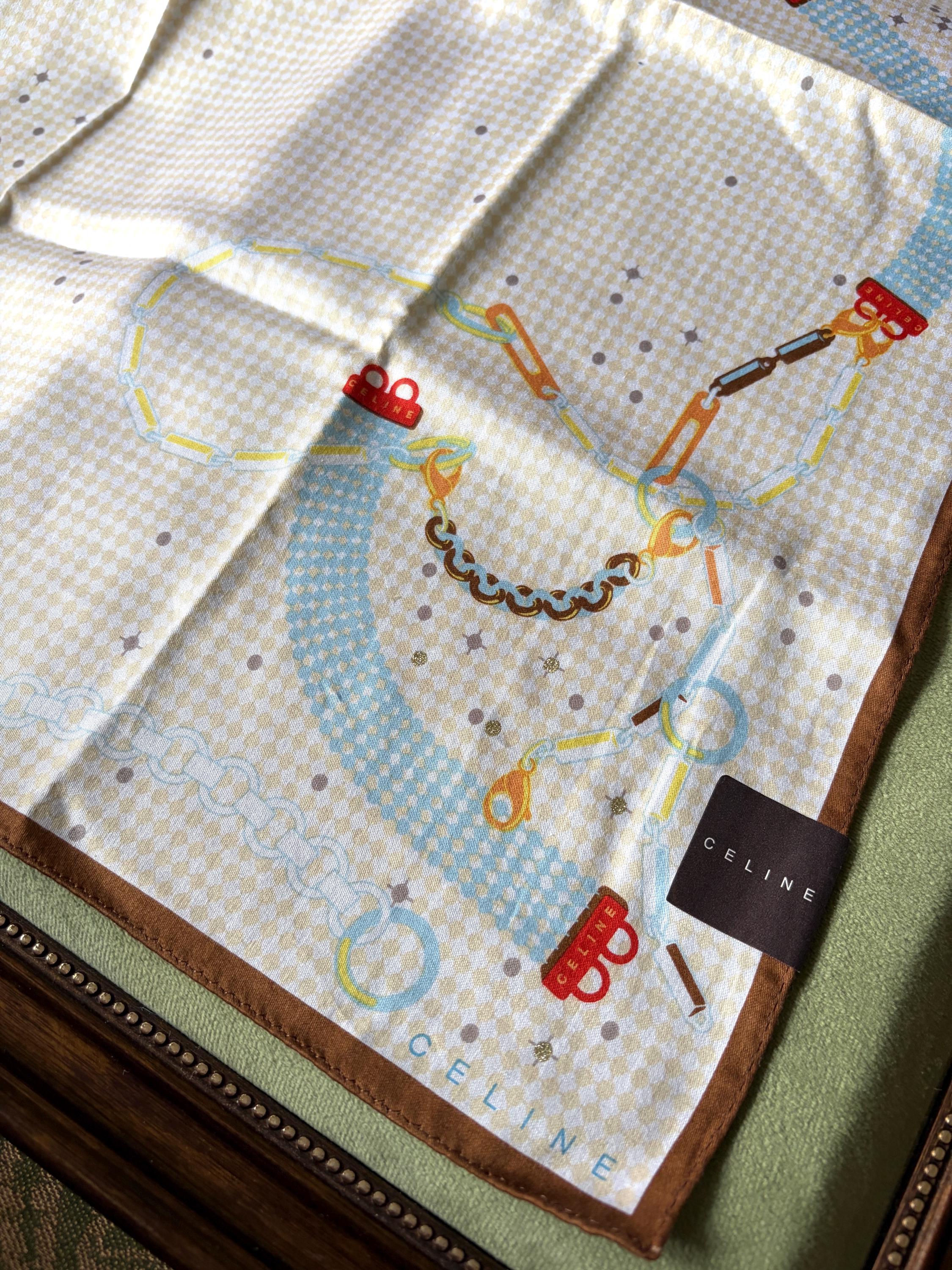 Brand New Vintage Celine Cotton Scarf | 100% Cotton | Handkerchief