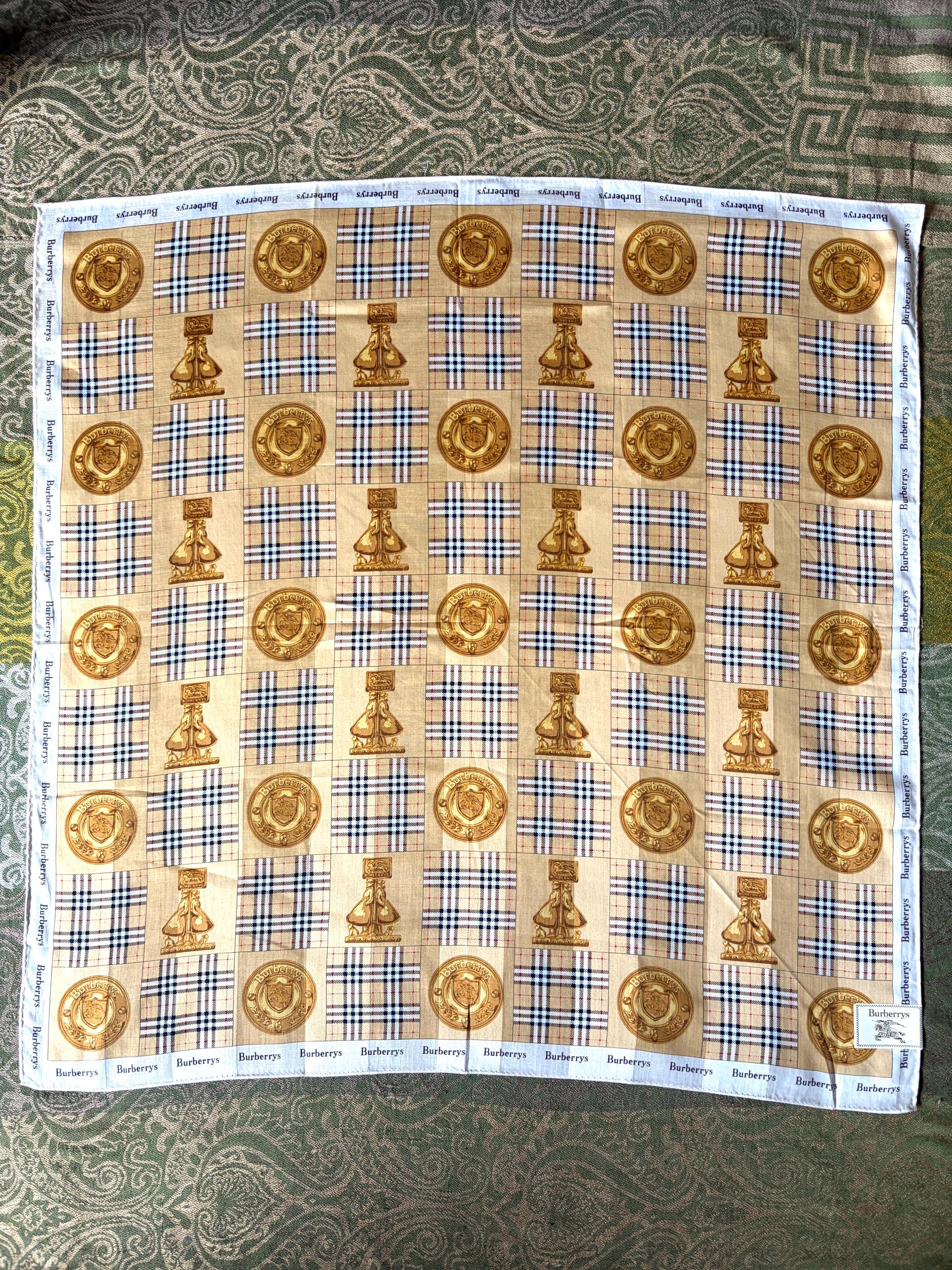Brand New Burberrys Vintage Scarf – “S” Label, 100% Cotton