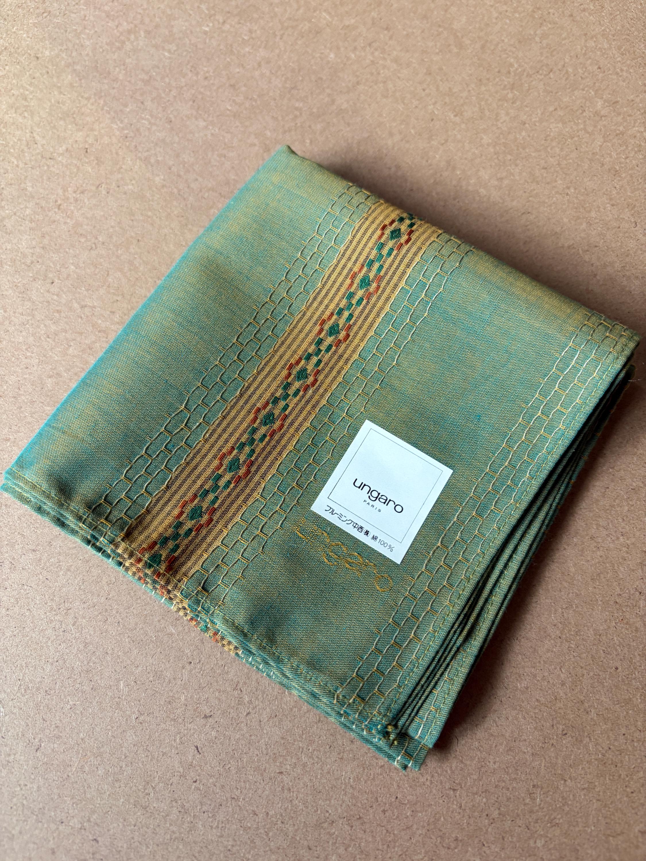 Vintage Ungaro Paris Cotton Handkerchief, Made in Japan, New Old Stock Gradient Square Scarf