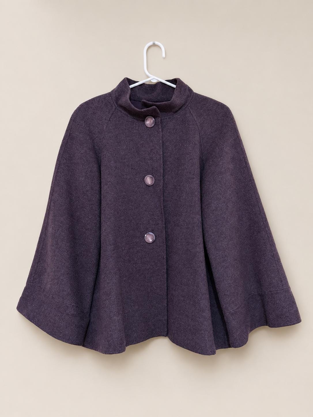 Vintage Leilian Cashmere Wool Cape Jacket Purple Loro Piana Fabric Japanese Designer Coat Oversized Swing Jacket