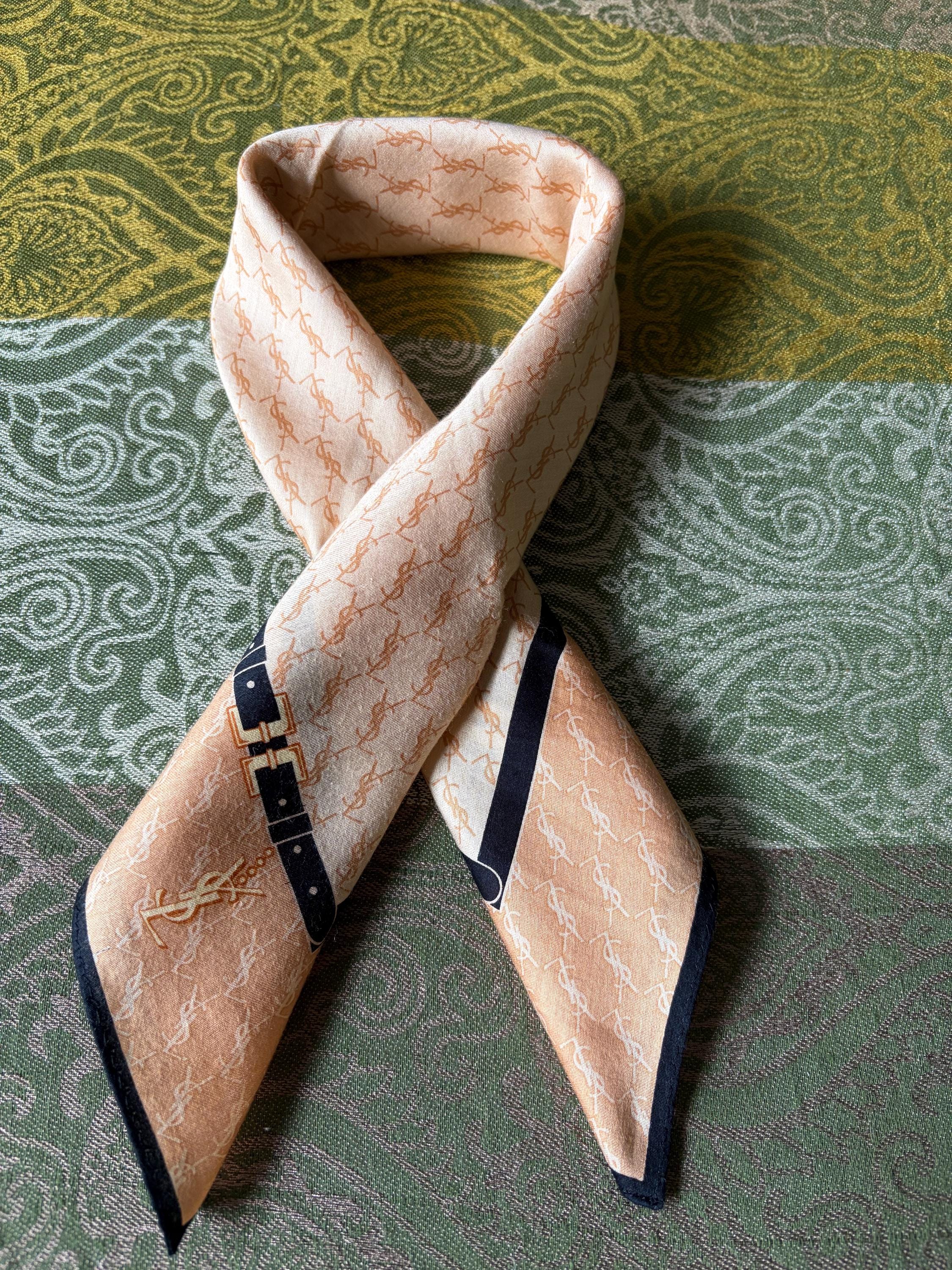 Vintage Yves Saint Laurent Scarf |100% Cotton Neckerchief