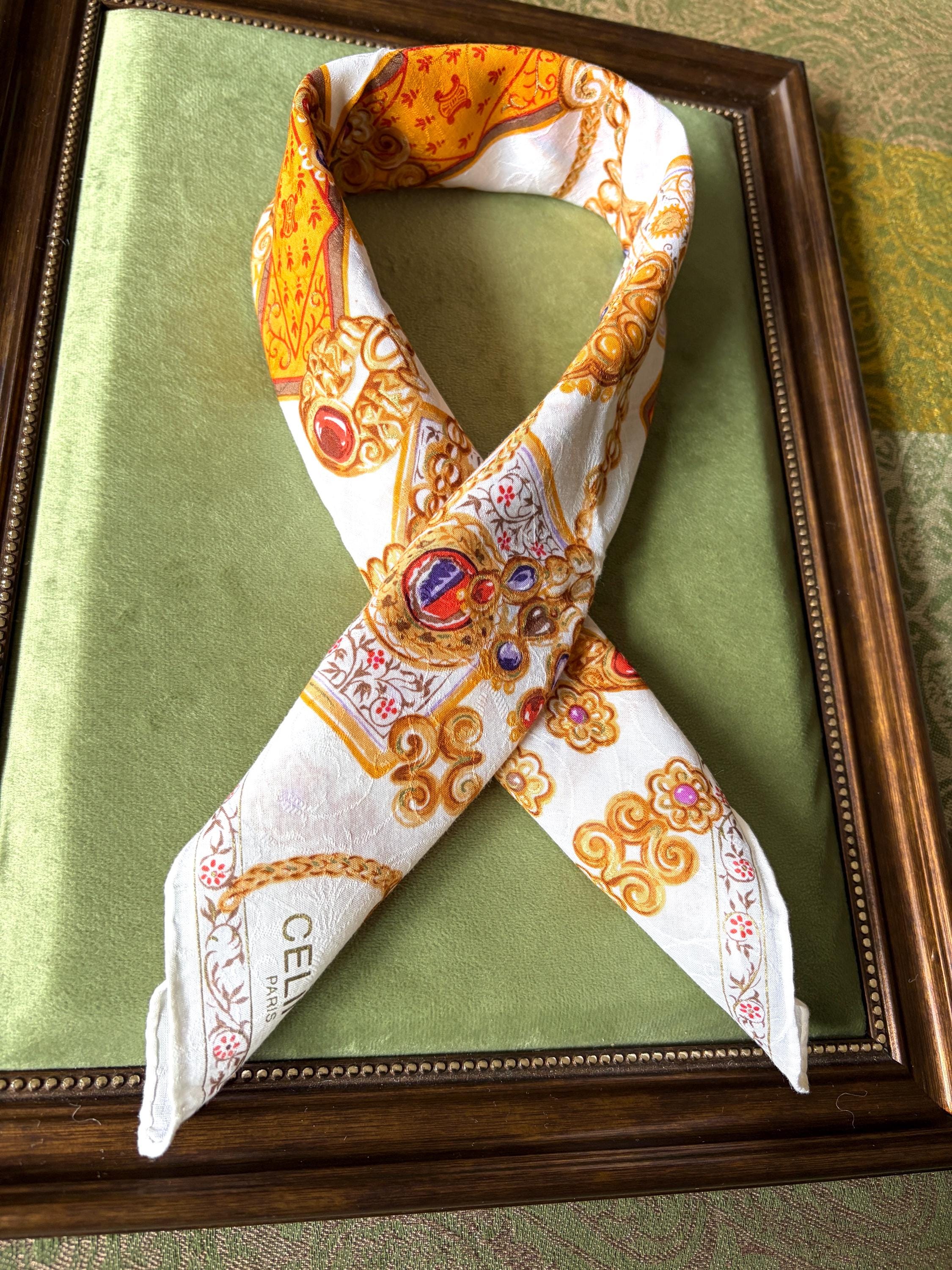 Vintage Celine Cotton Scarf | 100% Cotton | Handkerchief