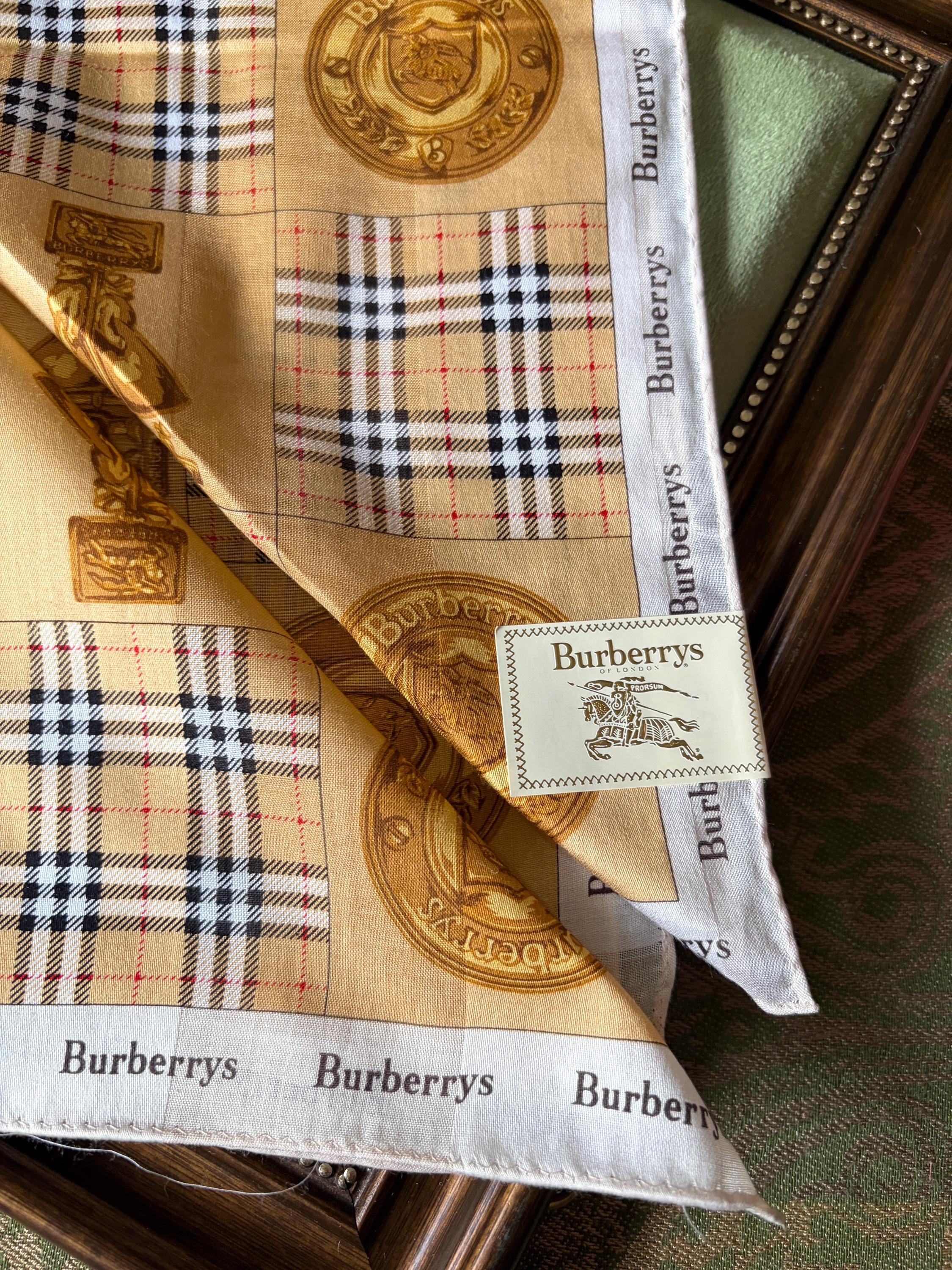 Brand New Burberrys Vintage Scarf – “S” Label, 100% Cotton